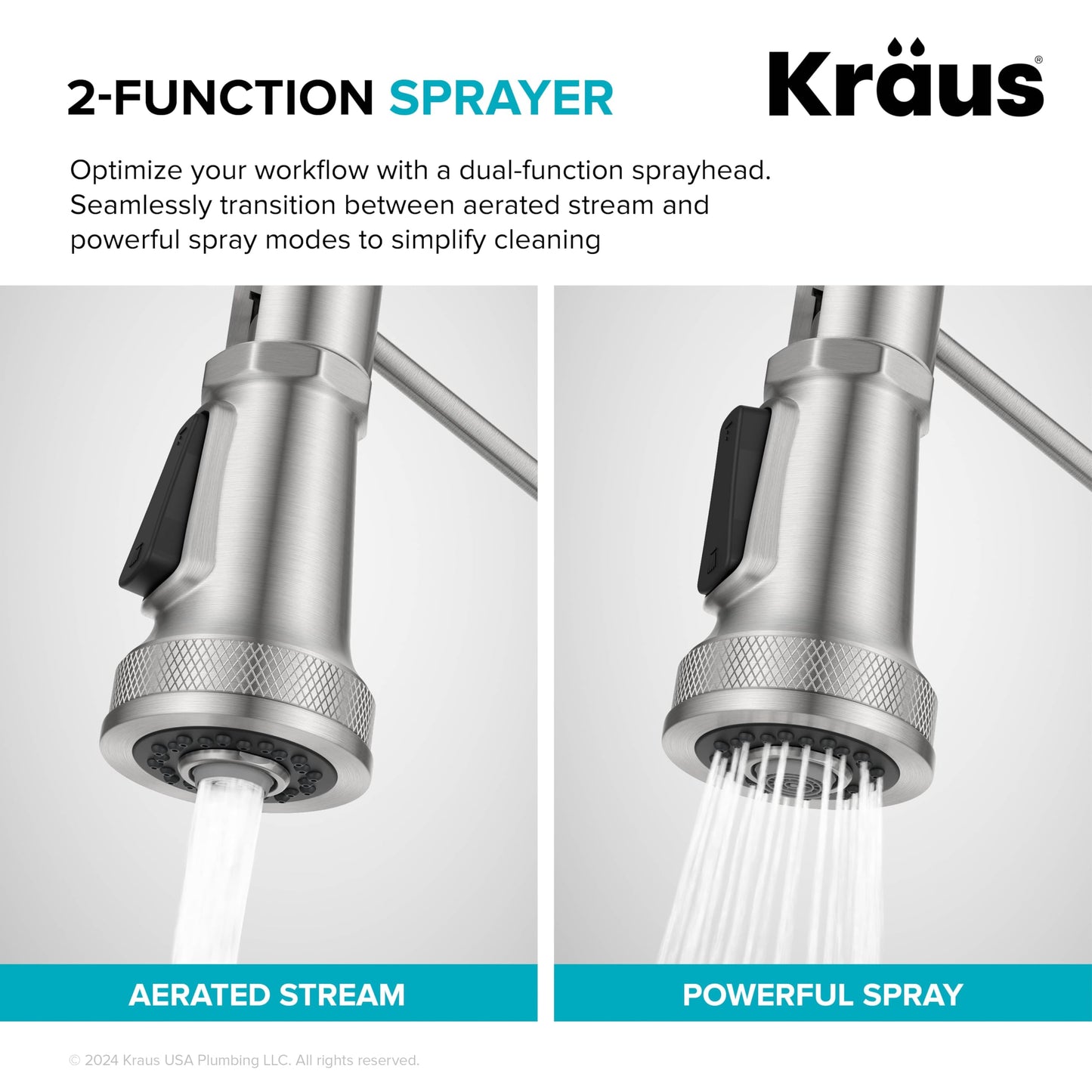 KRAUS Allyn Commercial Style 2-Function Single Handle Pull Down Kitchen Faucet in Matte Black, KPF-4110MB