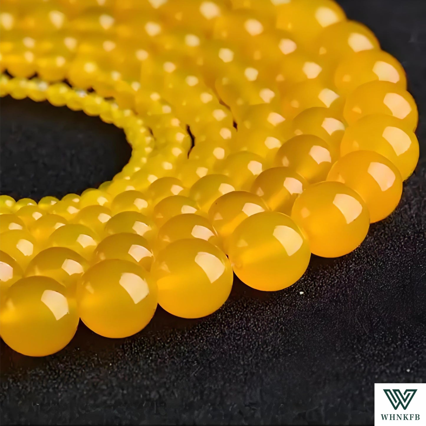 WHNKFB 8mm 50PCS Natural Yellow Agate Round Beads, Banded Loose Stone Beads for Jewelry Making Craft - 4mm 6mm 8mm 10mm Options with Free Elastic Cord