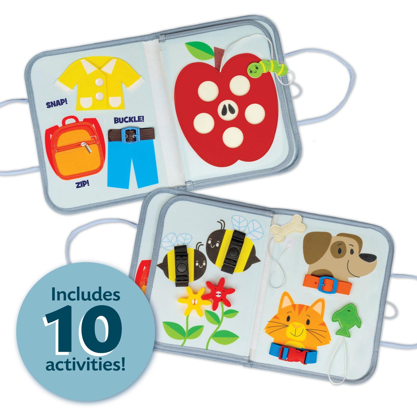 Peaceable Kingdom My Busy Tote – Soft Busy Book for Toddlers, Montessori-Inspired Sensory Learning Toy with 10+ Fine Motor Activities – Portable On‑the‑Go Activity Tote for Ages 18+ Months