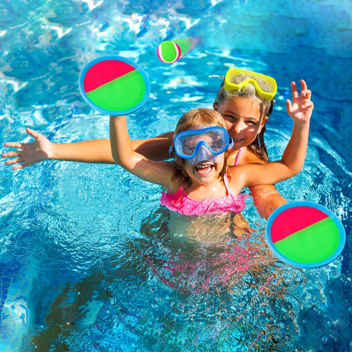 Ayeboovi Toss and Catch Ball Game Outdoor Beach Pool Kids Toys Outside Lawn Yard Games for 3 4 5 6 7 8 9 10 11 12 Year Old Girls Boys Toys Birthday Gift Easter Basket Stuffers (2 Paddles 2 Balls)
