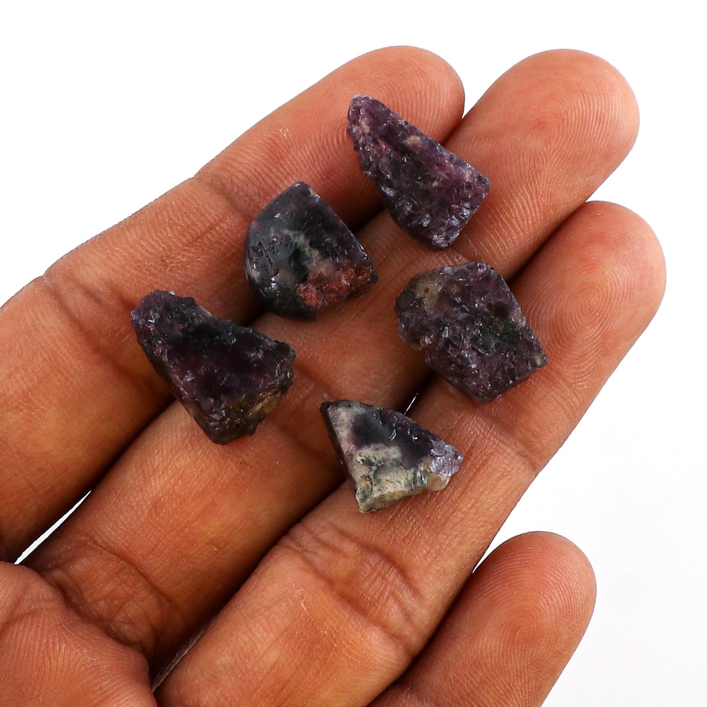 CRYSTALINES 5pcs Wholesale Natural Raw Lepidolite Gemstone, Untreated Rough Stone, Bulk Loose Supplies, DIY Crafts, Jewelry Making, Healing Crystals, Wire Wrap, Gem Collection, AAA Grade