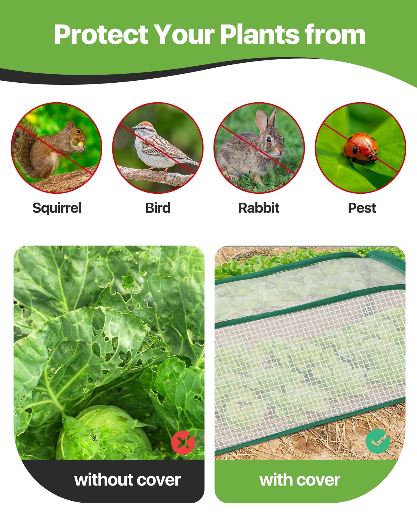 JivaJot Garden Covers for Raised Beds, Plant Greenhouse Cover for Raised Garden Bed, Freeze Protection Humidity Domes for Gardening Germination and Seedling Propagation, Pest Protection