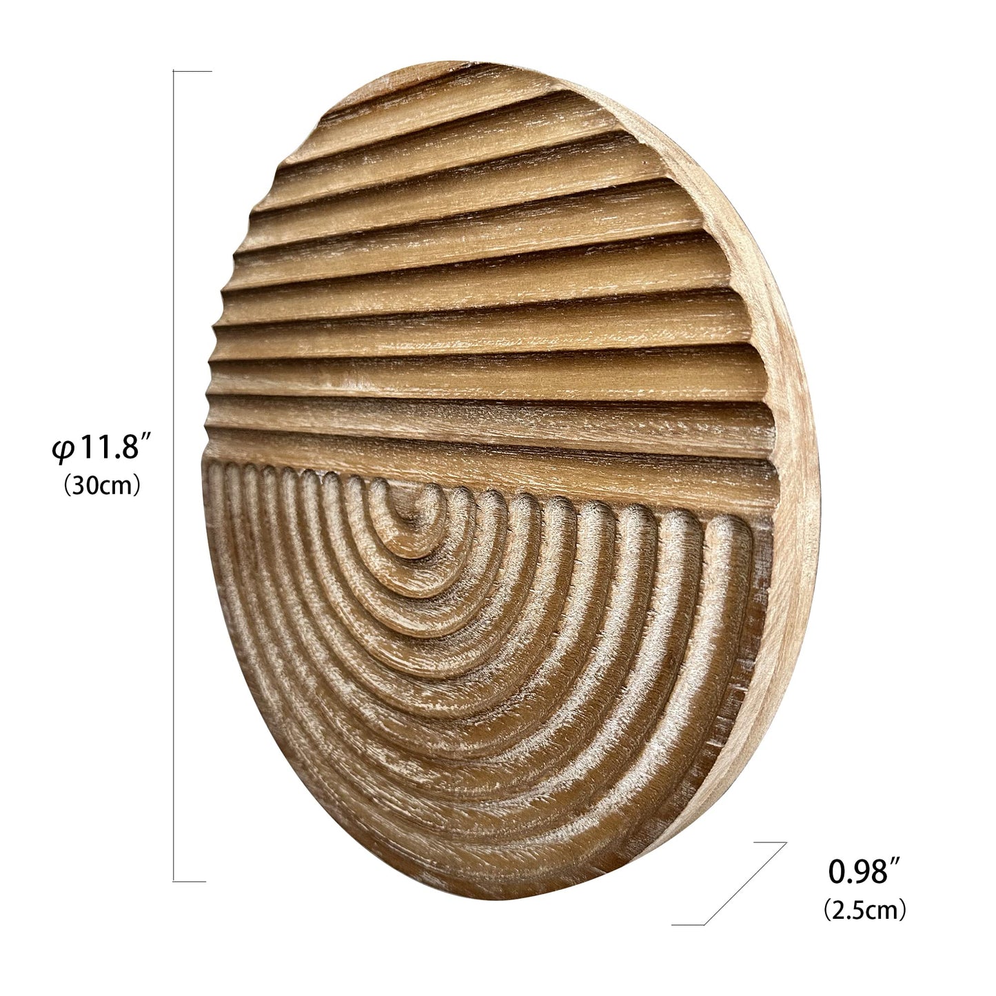 Musanpou Hand-carved Wood Wall Decor featuring Artistic Round Design for Farmhouse and Country-style Interiors | Wall Art Decoration | 11.8 inches x 11.8 inches (Natural)