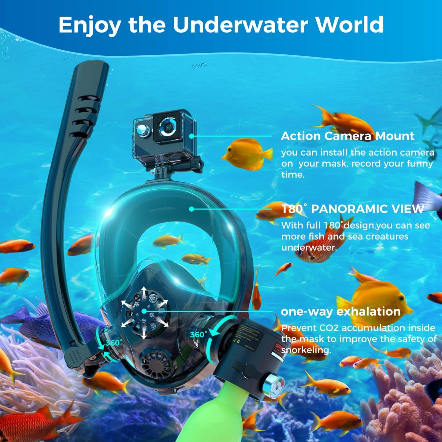 SMACO Mini Scuba Tank with Snorkel Mask 0.5L Portable Small Diving Tank with Full Face Diving Mask Lung Air Tank Sub Mask Reusable DOT Certified Pony Bottle for Snorkeling