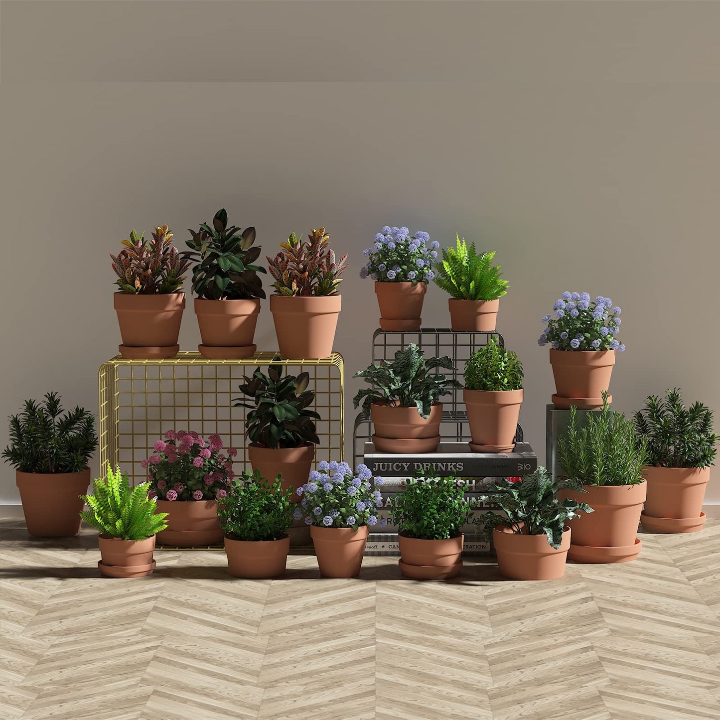Fcacti 5.5 Inch Clay Pot for Plant with Saucer - 6 Pack Large Terra Cotta Plant Pot with Drainage Hole, Flower Pot with Tray, Terracotta Pot for Indoor Outdoor Plant