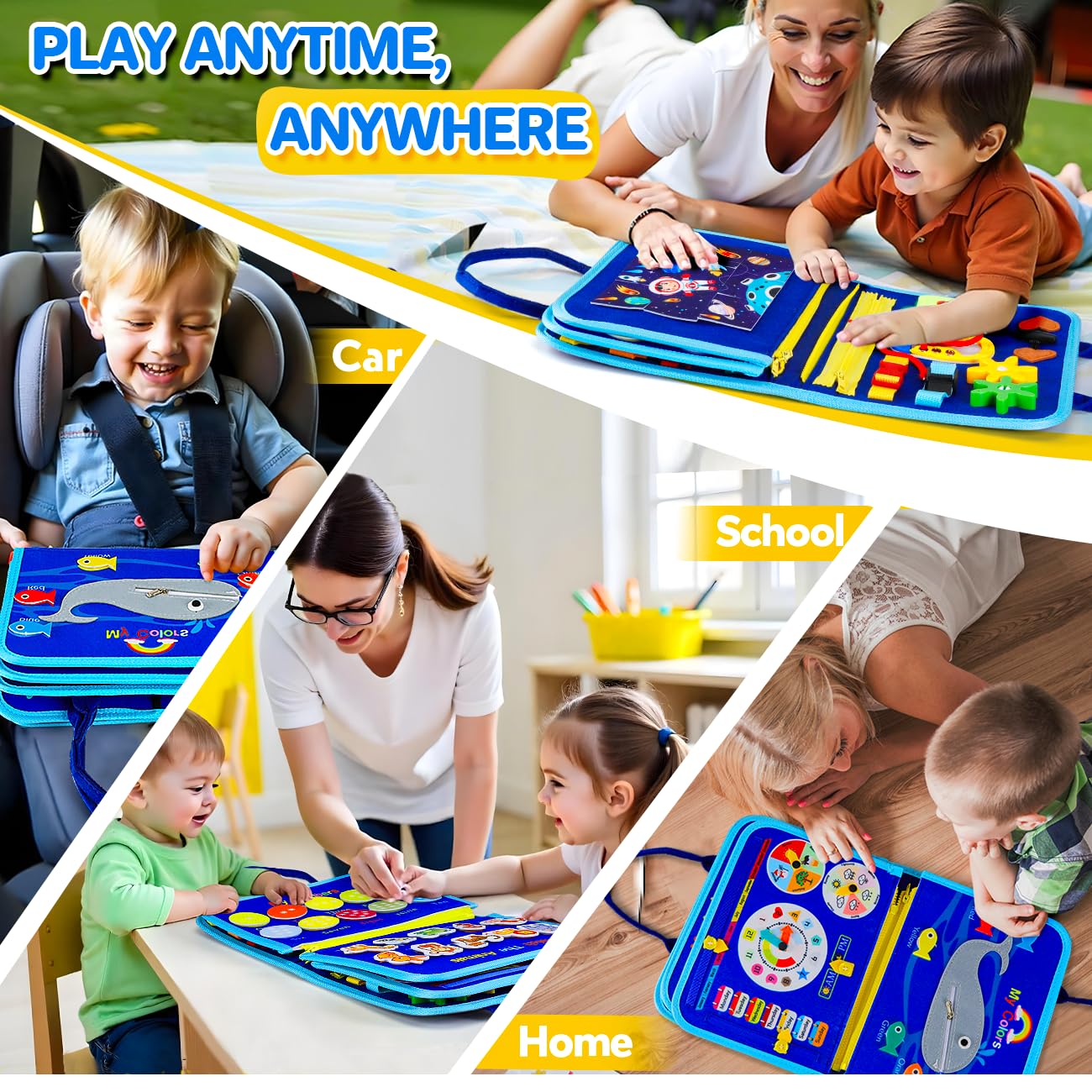 SYHLN Toddler Montessori Busy Board Toys for Little Boy Gifts: Educational Preschool Learning Travel Toys, Busy Book Learning Sensory Toys for Toddler Boys, Boys Dinosaur Christmas Birthday Gifts