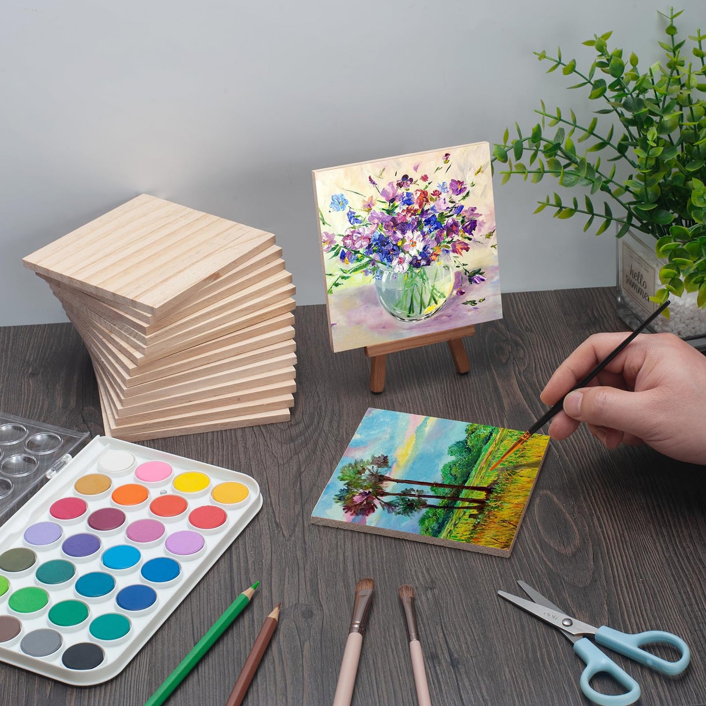 Wooden Blocks for Crafts,1/4″ Thick 5″ X 5″ Wood Squares for Crafting, Blank Wooden Boards Unfinished Wood Blocks Pieces Planks, Paintings, DIY Plaques & Signs, Woodworking, Architectural Models