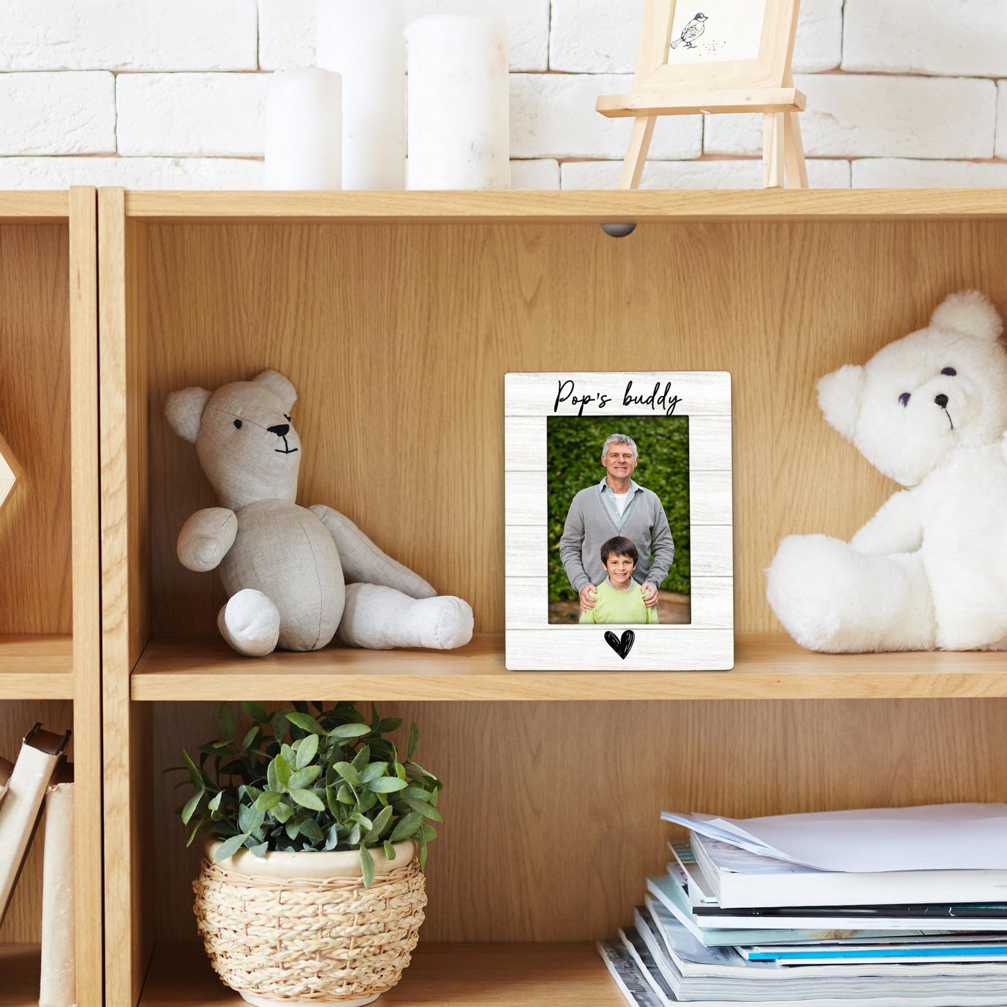Foyoulame Pop And Me Picture Frame 4x6, Pop's Buddy Gifts Wooden Picture Frame, Pop Grandpa Christmas Birthday Gifts for Fathers Day From Grandkids Decorative Photo Frames for Table Desk Decor