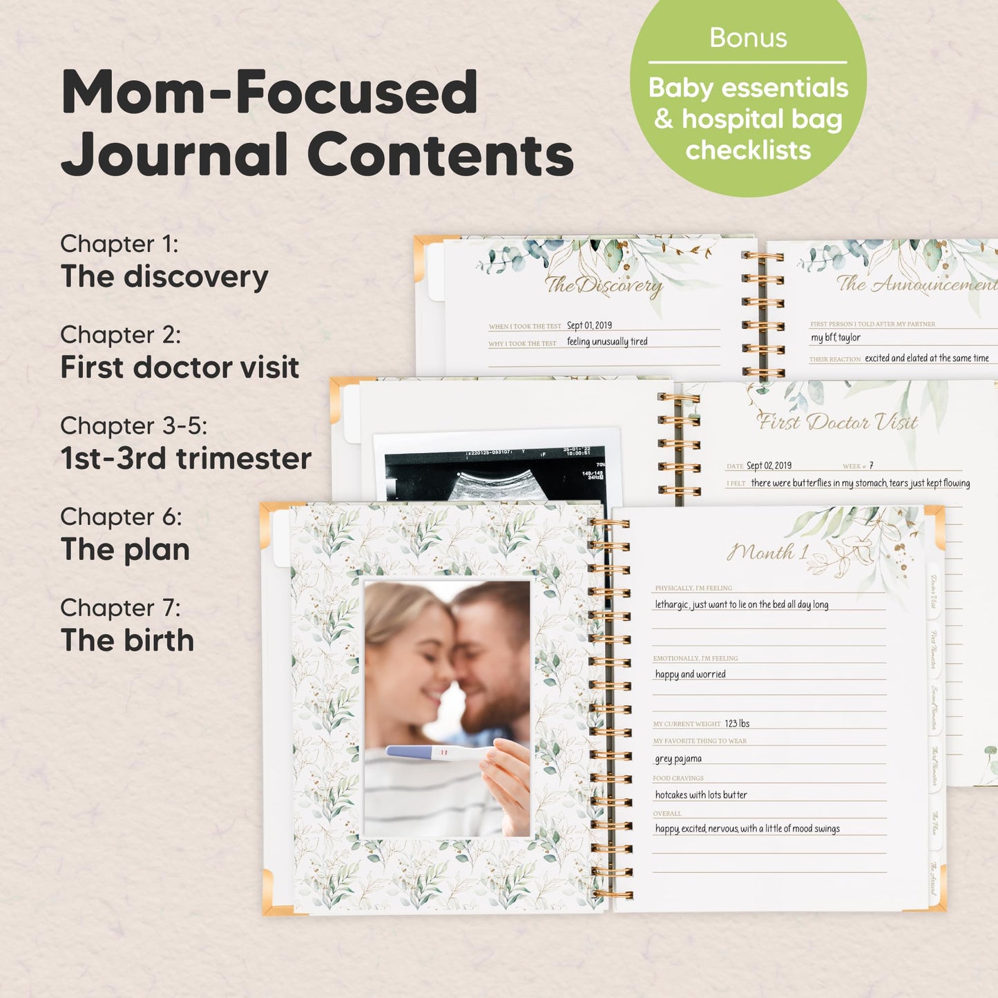 Pregnancy Journal for First Time Moms Gifts - 90 Pages Hardcover Pregnancy Memory Book, Beautiful & Cute Baby Book Keepsake, Ultrasound Baby Scrapbook, New Mom Gifts for Mother's Day (Alpine)