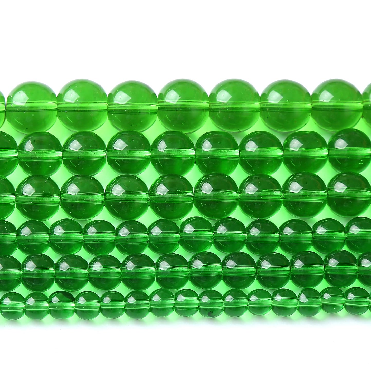 38pcs 10mm Smooth Green Crystal Glass Quartz Beads Round Loose Beads for Jewelry Making DIY Bracelet Necklace 15" Energy Healing Power Stone Beads (10mm, Green Crystal Glass)
