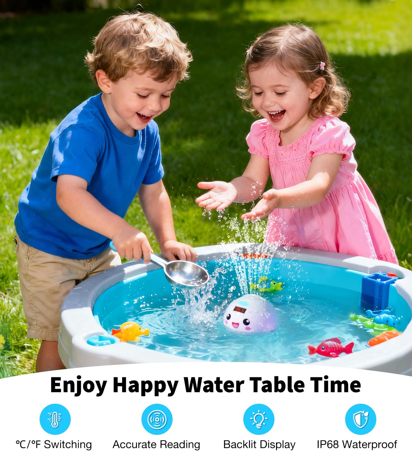 Pircaath Baby Bath Toy Sprinkler with Thermometer, Temp Alarm & Backlit Display, BPA-Free | CPC Certified for Safety, Light Up Whale Bath Toy for Kids Ages 1-3, Bathtub Water Toys for Toddler, Newborn