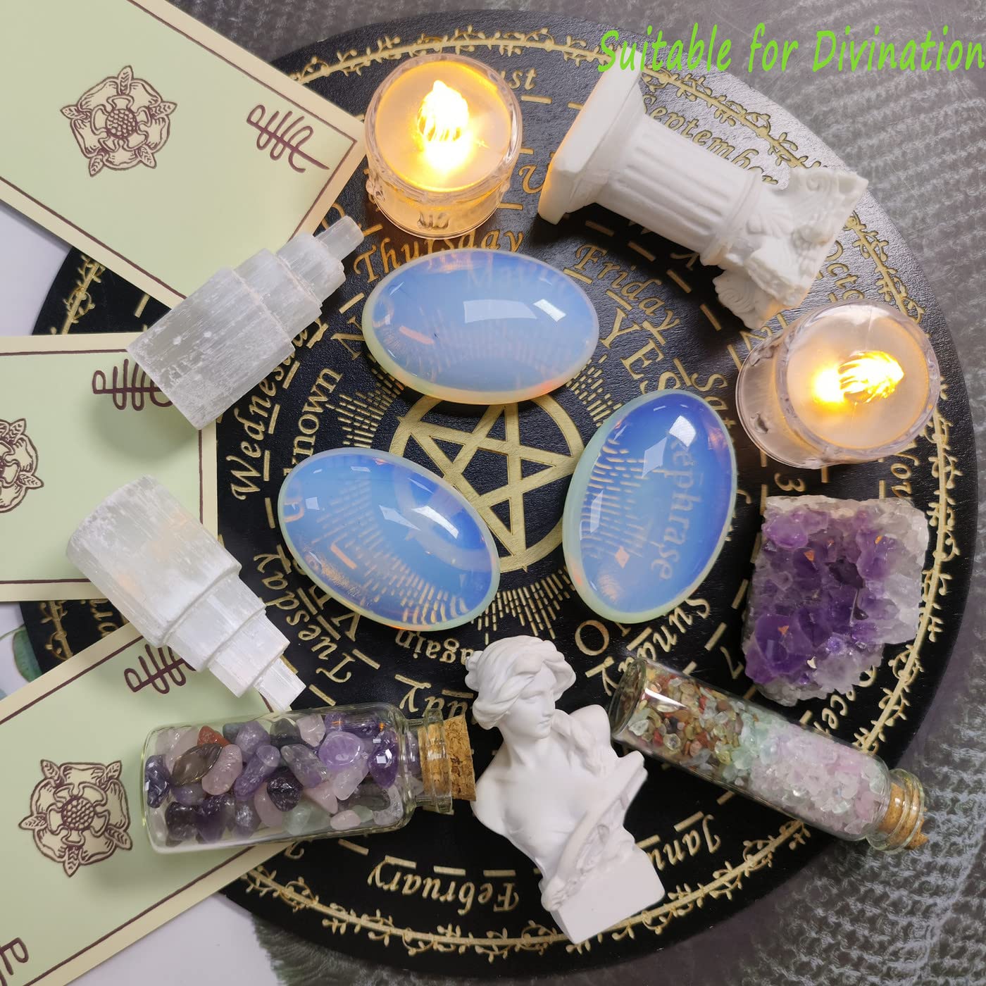 ZHIYUXI 2.4" Opalite Healing Stones Opal Stone Crystals and Healing Stones Gemstones Worry Stone Crystals Decor Protection Crystals Polished Stones Palm Stone Gem Gifts Mediation Energy Balancing 1PC