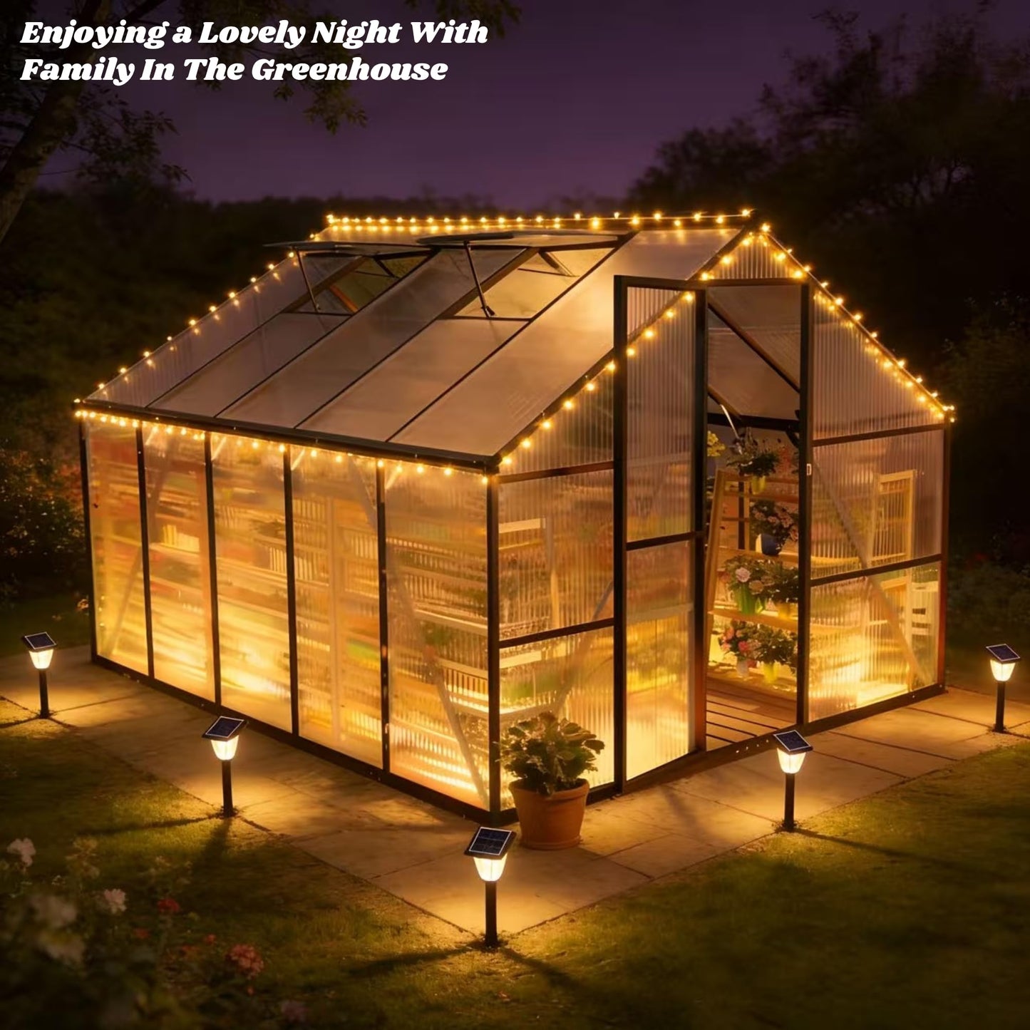 8x10 FT Greenhouse for Outdoors, Polycarbonate Greenhouse with Quick Setup Structure and Roof Vent, Aluminum Large Walk-in Green House for Outside Garden Backyard, Dark Gray