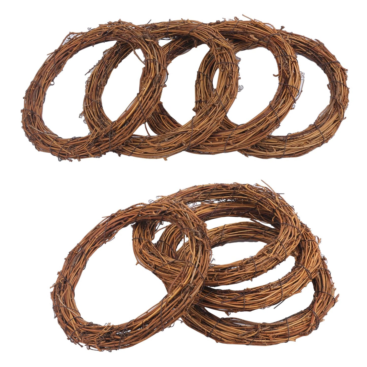 Yiksonyo 12 Pcs 8 Inch Natural Grapevine Wreath Set, Natural Rattan Wreath,Hand-Woven 8 Inch Vine Branch Wreaths, Perfect for DIY Crafts, Christmas Decorations, and Wedding Supplies
