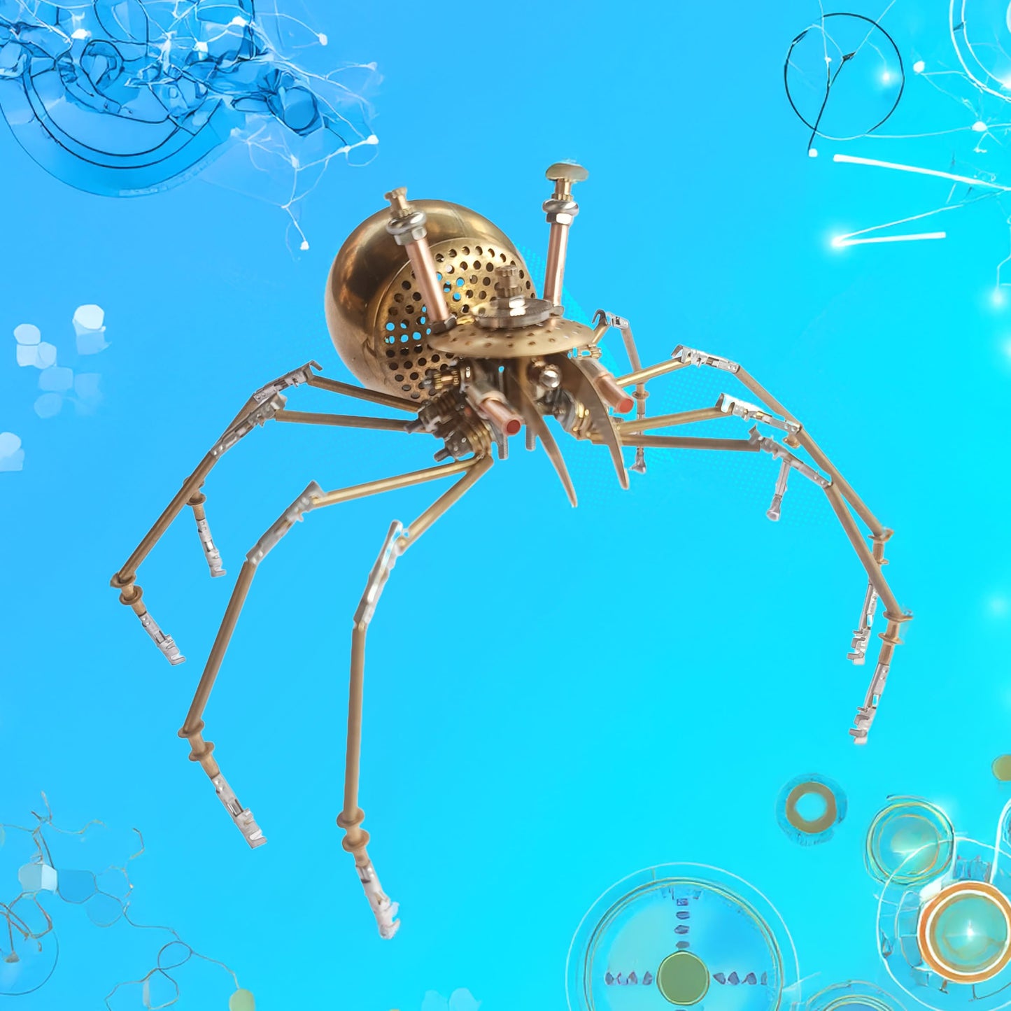 Steampunk Golden Spider Metal Model Kit for Adults – DIY 3D Mechanical Brass Insect Puzzle, Retro Industrial Art Sculpture Craft for Home Office Decoration & Collectors Gift (Golden Spiders)