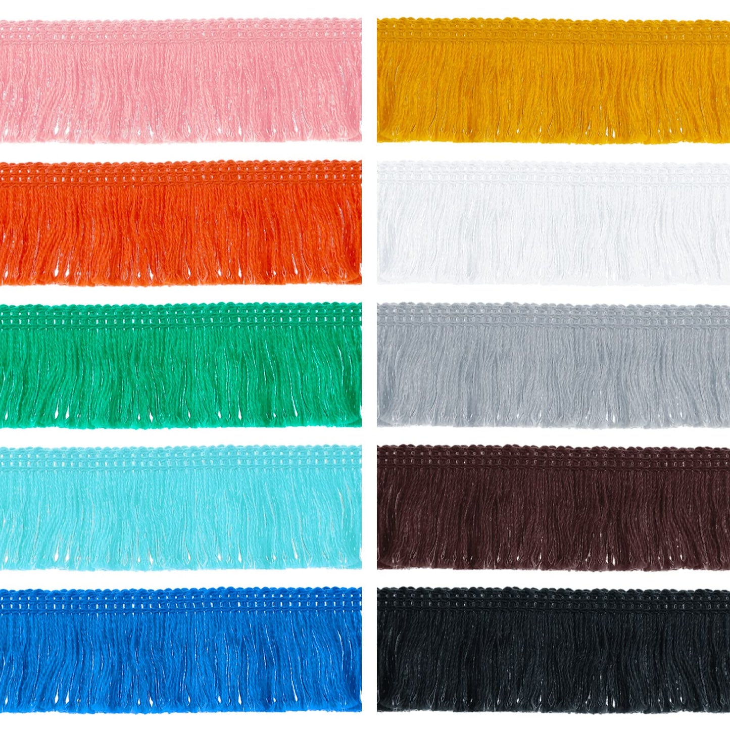 Syhood 10 Rolls 30 Yards 25 mm Wide Fringe Tassel Trim, Lace Ribbon Fringe Trim Lace for Sewing Crafts Clothing, Curtains(Colorful)