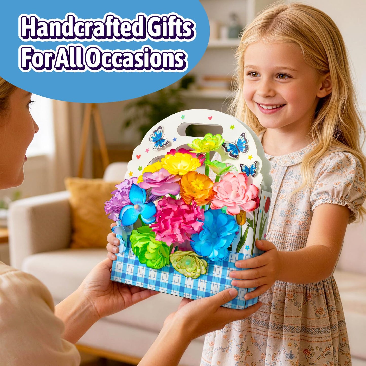HAPMARS Paper Flowers Science Kit for Kids 4-8 8-12 – DIY Magic Color Changing Paper Flowers Kit,Creative Art STEM Educational Craft Set,Mother's Day Christmas Birthday Gifts,Bouquet Box Included