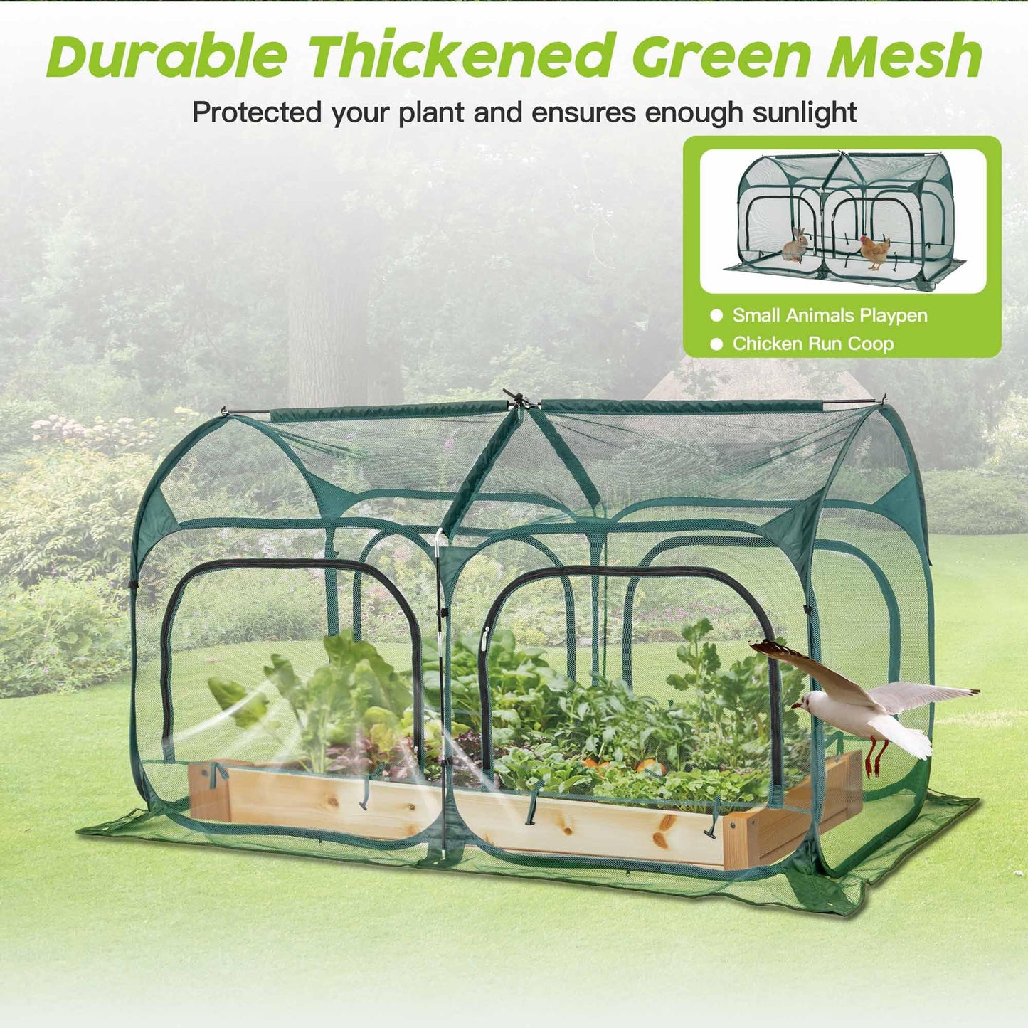 Poray Large 8.2x4FT Plant Netting Cover, Pop up Tunnel Crop Cage Gardening Net,Pest Guard Cover for Vegetables &Fruits,Durable Gardening Net for Plant and Animal