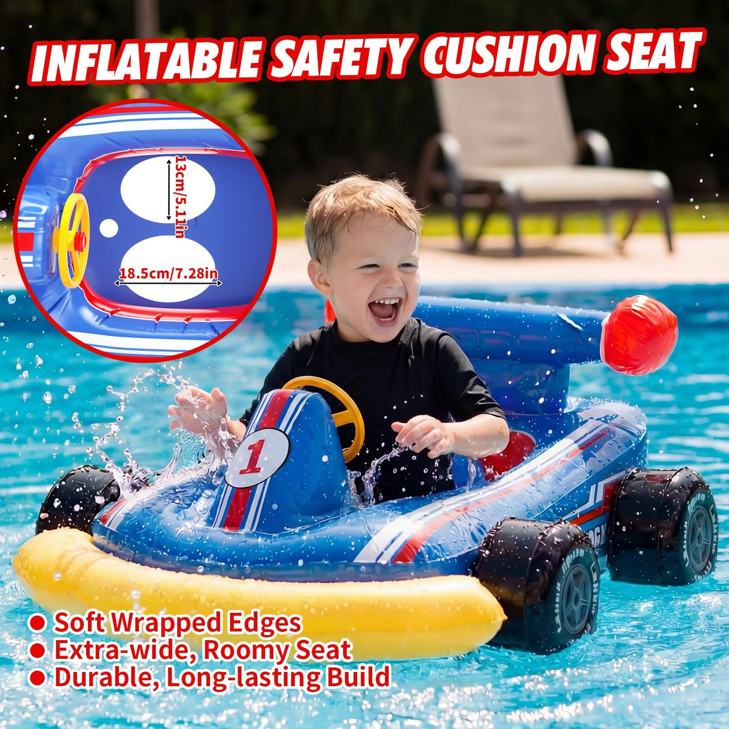 Lehoo Castle Kids Pool Floats with Water Gun, Pool Toys for Kids Ages 3-8, Inflatable Ride-on Toddler Pool Float Outdoor Summer Beach Water Toys for Boys and Girls
