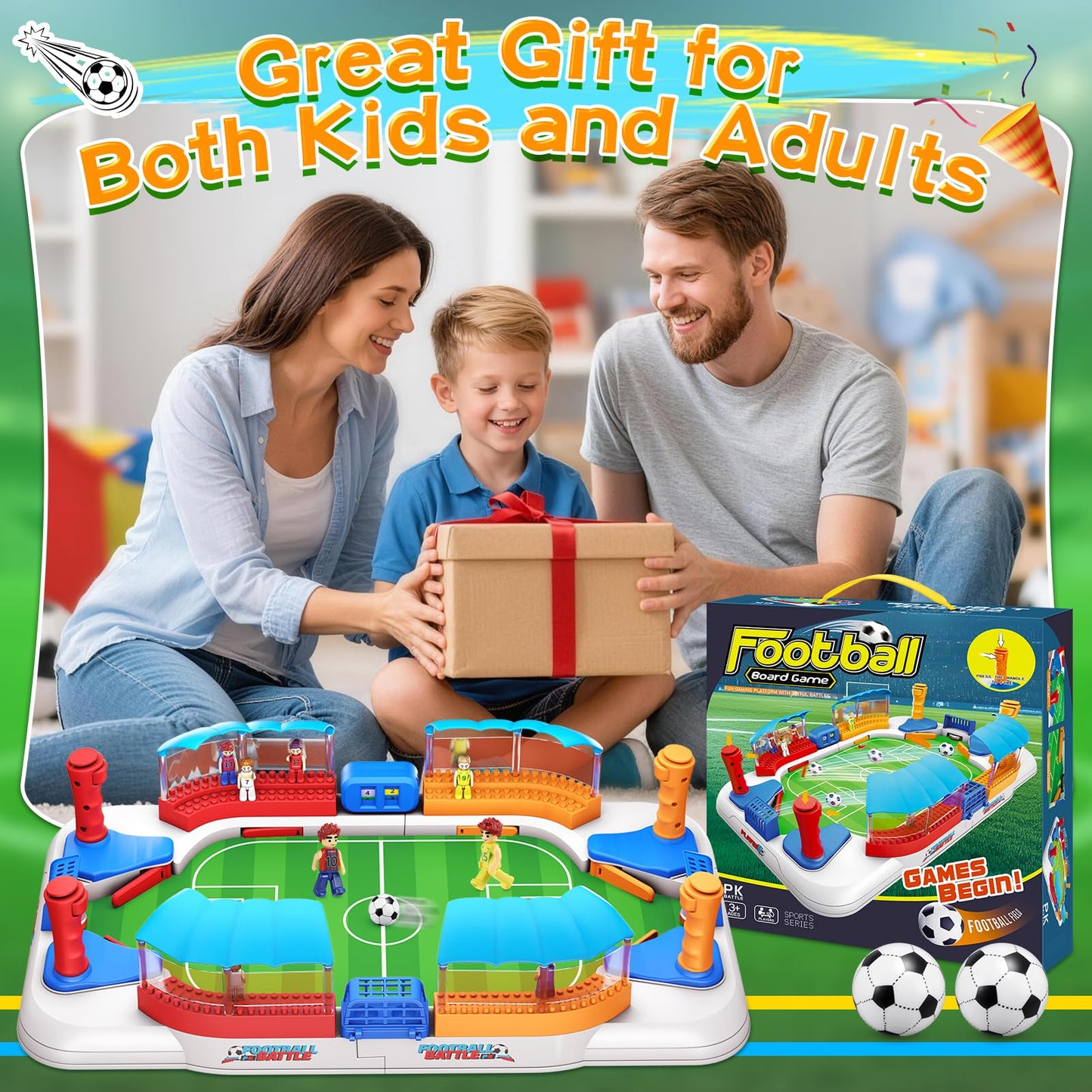 Mini Foosball Table Game Soccer Toys for Kids Ages 3 4 5 6 7 8-12 – Portable Soccer Board Game, Interactive Tabletop Sports Toy, for Boys Girls for Indoor Family Party, Playroom