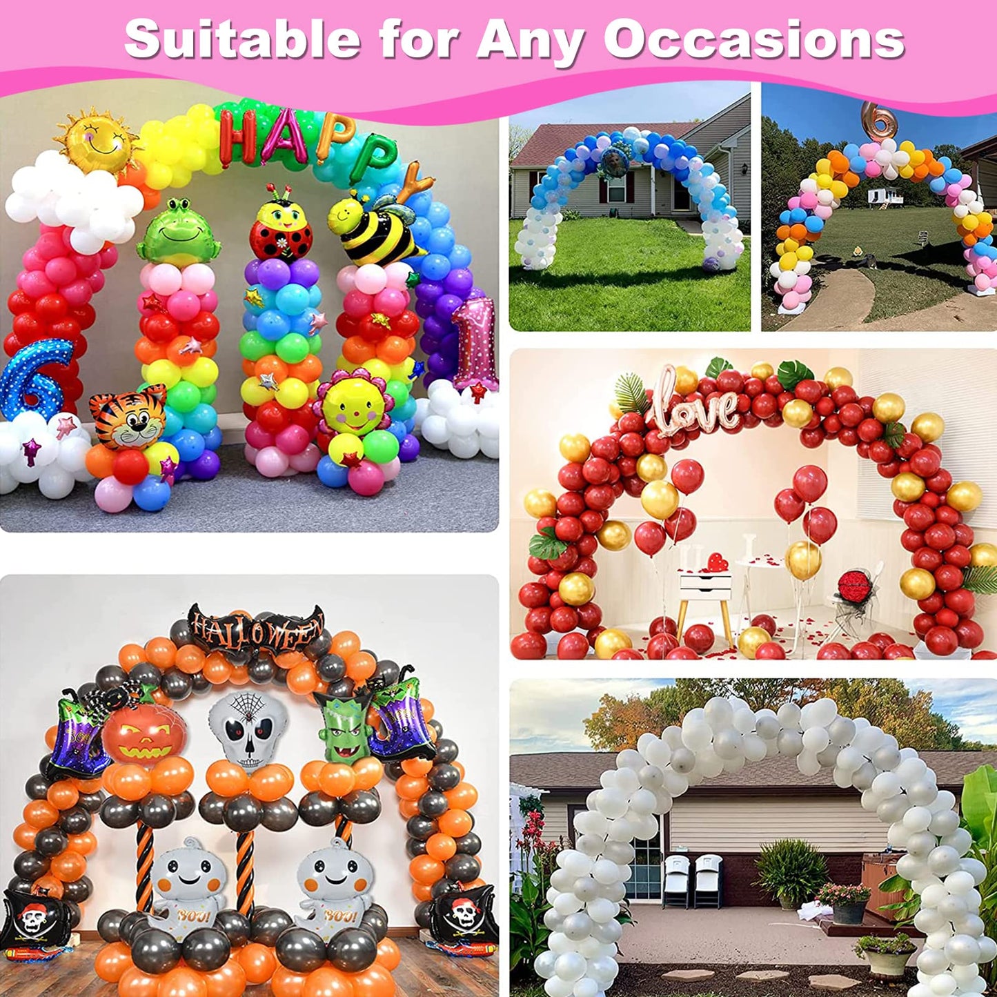 Balloon Arch Kit and Balloon Pump Electric, 10ft Wide Adjustable Balloon Arch Stand With 100Balloons 2Balloon Stands For Wedding Anniversary Birthday Mother's Day Party Decoration Graduation Ceremony