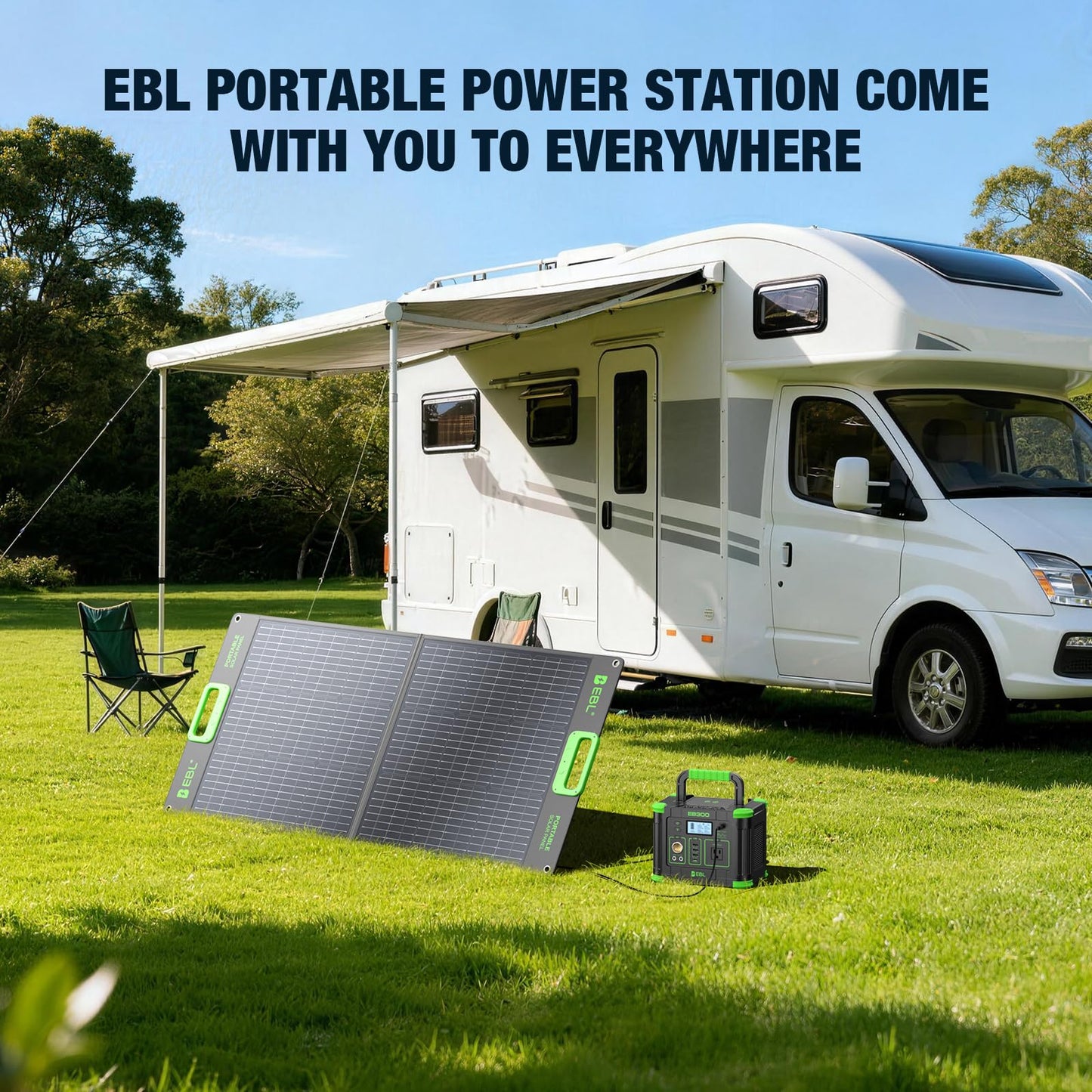 EBL Portable Power Station 300W 288.6Wh Solar Generator with 330W AC Outlet, SOS LED Light, Wireless/DC/USB-C Charging Backup Battery for Camping, Outdoor, Home Blackout, RV Travel
