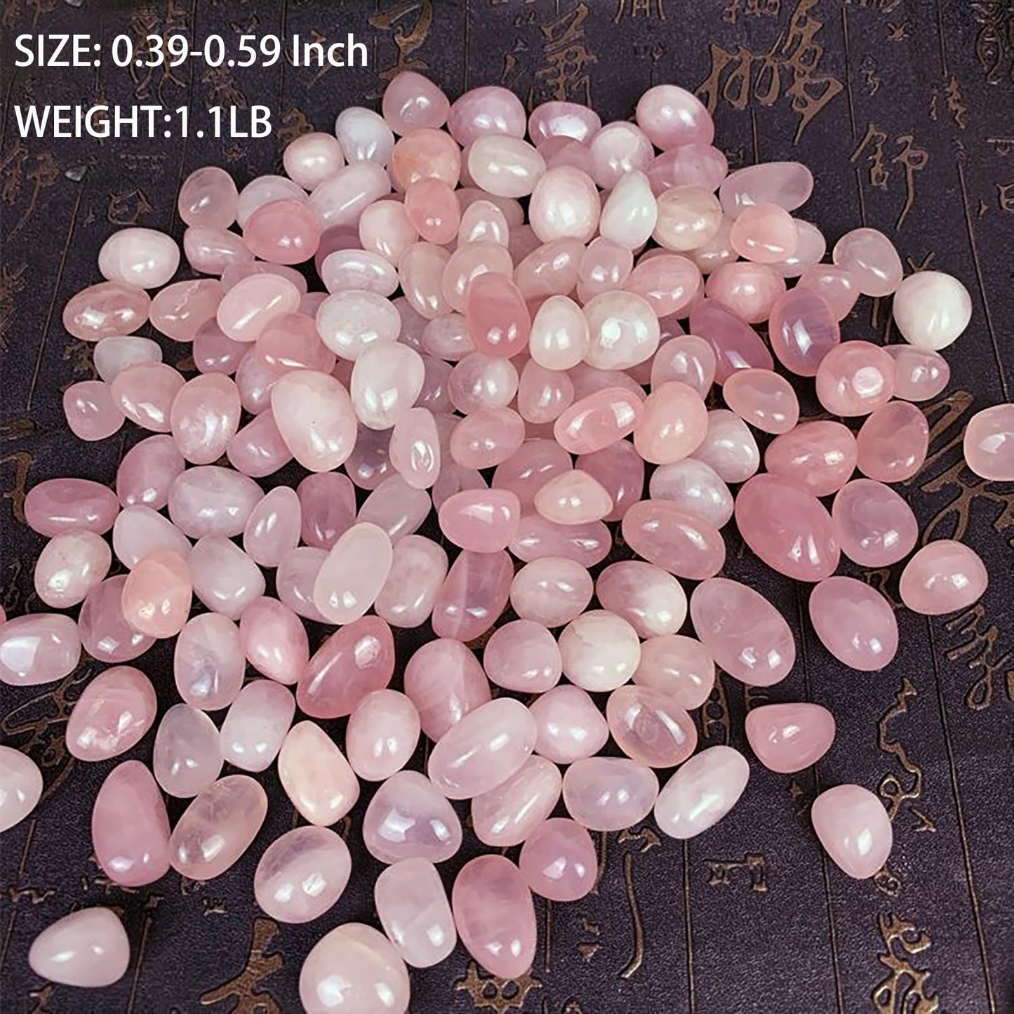 Pink Elliptical Crystal Pebbles for Plants Succulent, Vases, Home Decoration DIY Handmade Fish Tanks Vase Filler, 0.39-0.59 Inch Natural River Polished Stone Rocks for Landscaping, 1.1LB