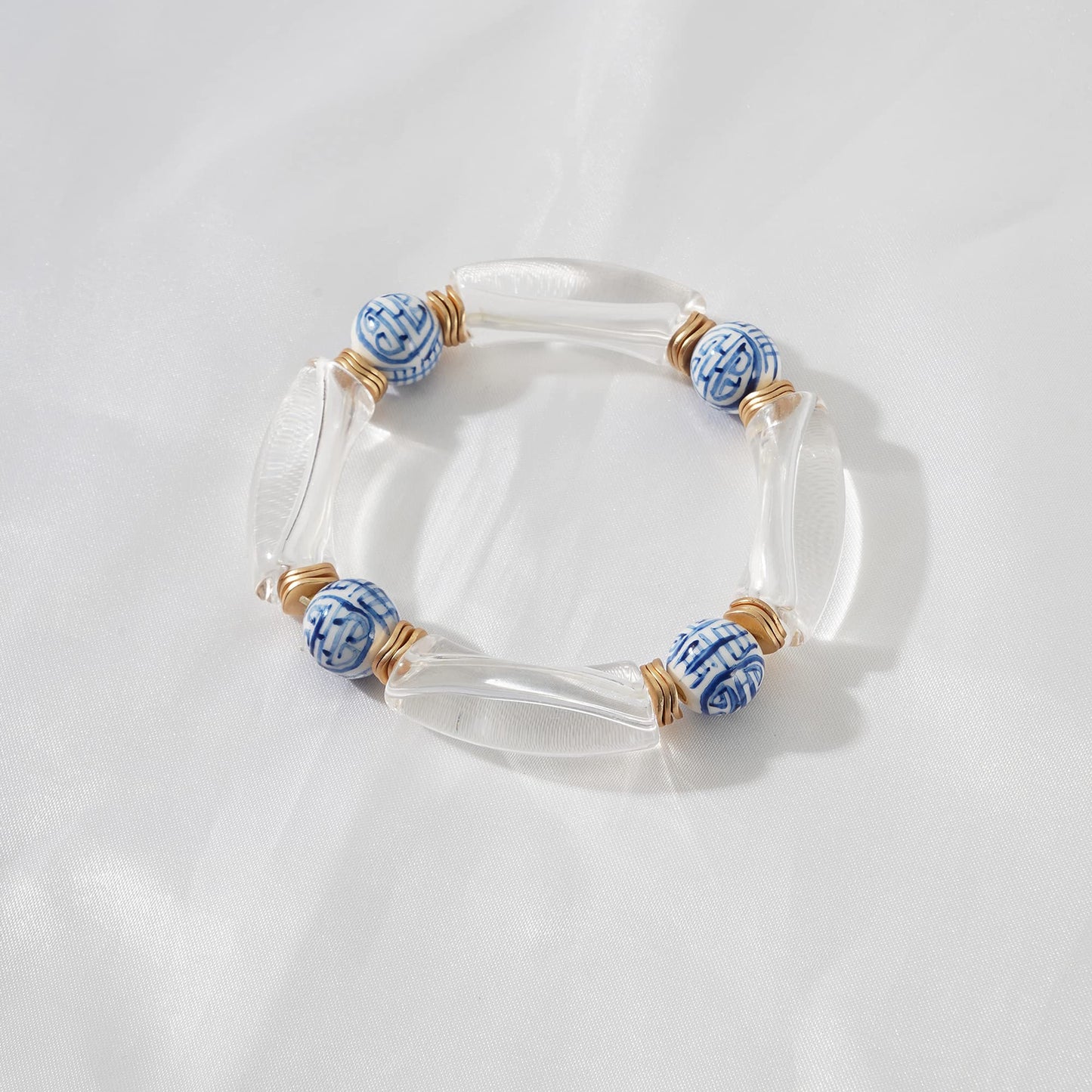 Sajidos Bamboo Tube Bangle Bracelets for Women Stacking Chunky Colorful Acrylic Beads Stretch Bracelets Friendship Summer Beach Bracelet Jewelry (J-Style2(clear tube))