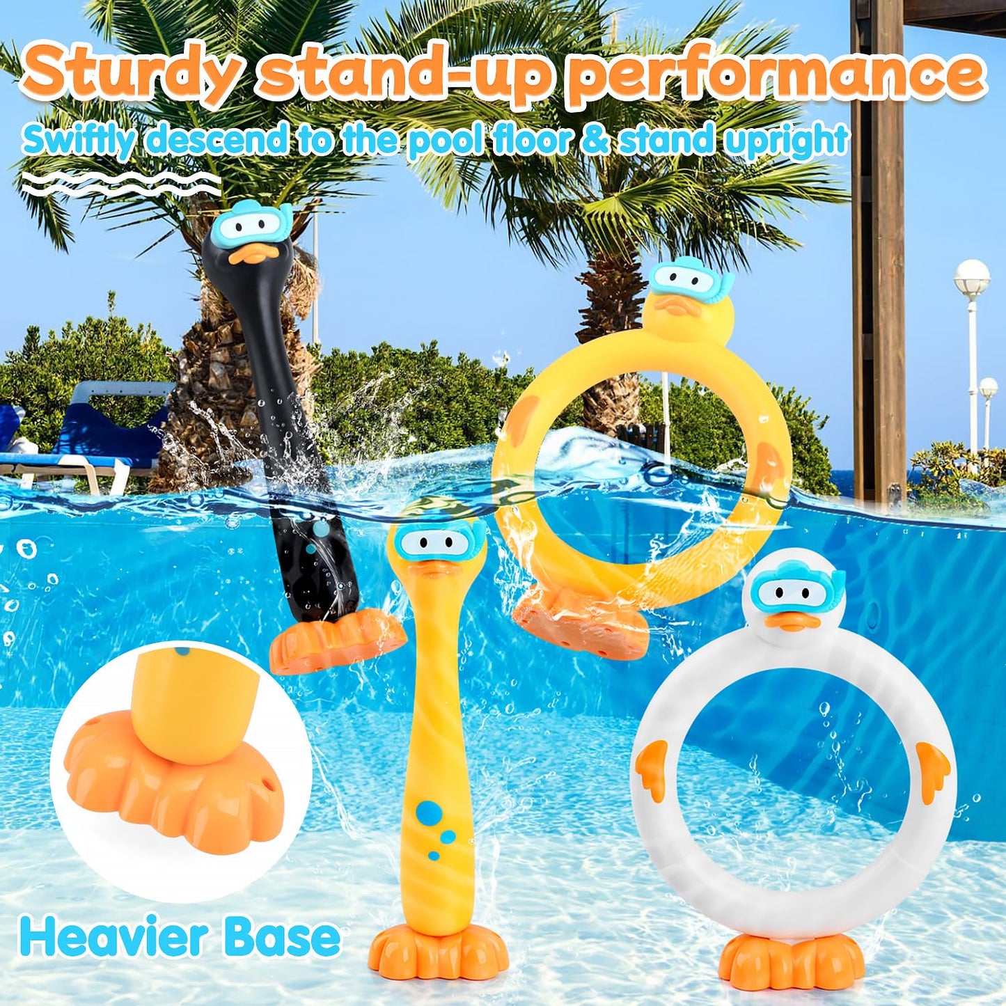 WeeHomm Pool Diving Toys for Kids, 6 PCS Swimming Pool Diving Rings, Summer Sticks Toys for Kids Ages 4-8 8-12, Fun Underwater Grow Training for Boys Girls
