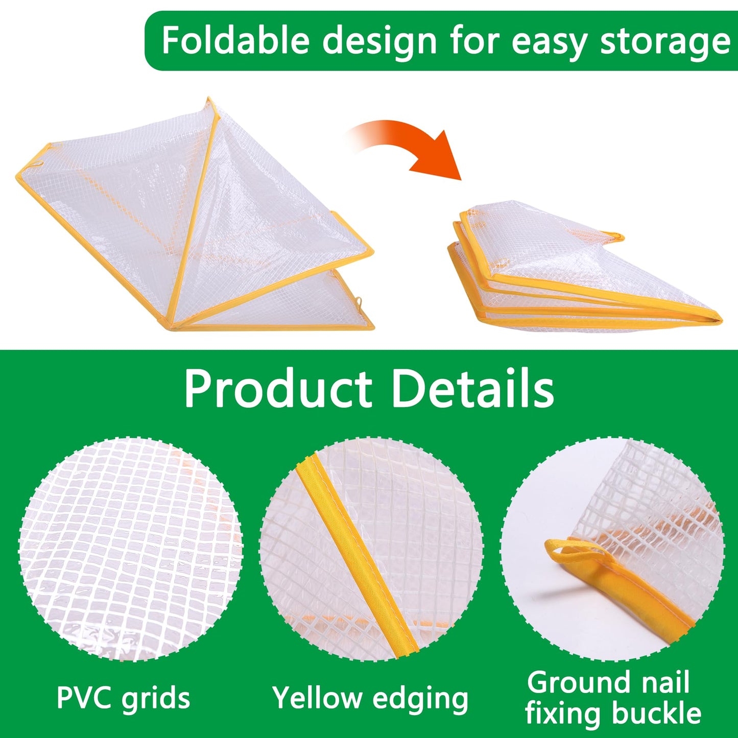 32" x 13" x 14" Garden Row Accelerator Plants Cover, Foldable Raised Garden Beds Vegetable Rows Plant Protector, Plant Net Cage Guard Greenhouse Cover for Protecting Vegetable Fruit from Animals