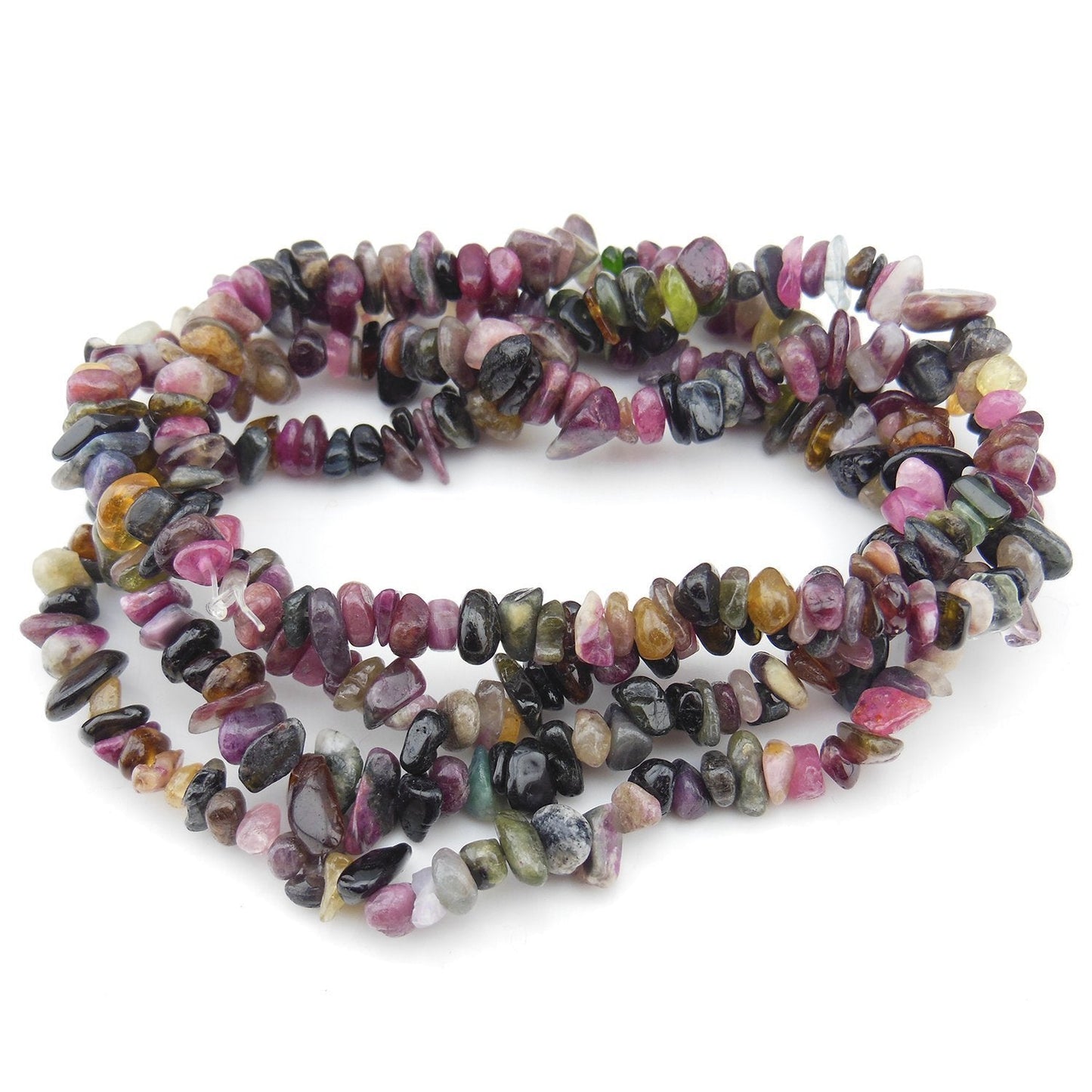 HAAMIIQII 5-8mm Natural Tourmaline Chips Beads Irregular Chip Stones Loose Gemstone Beads for Jewelry Making Strand 30 Inch