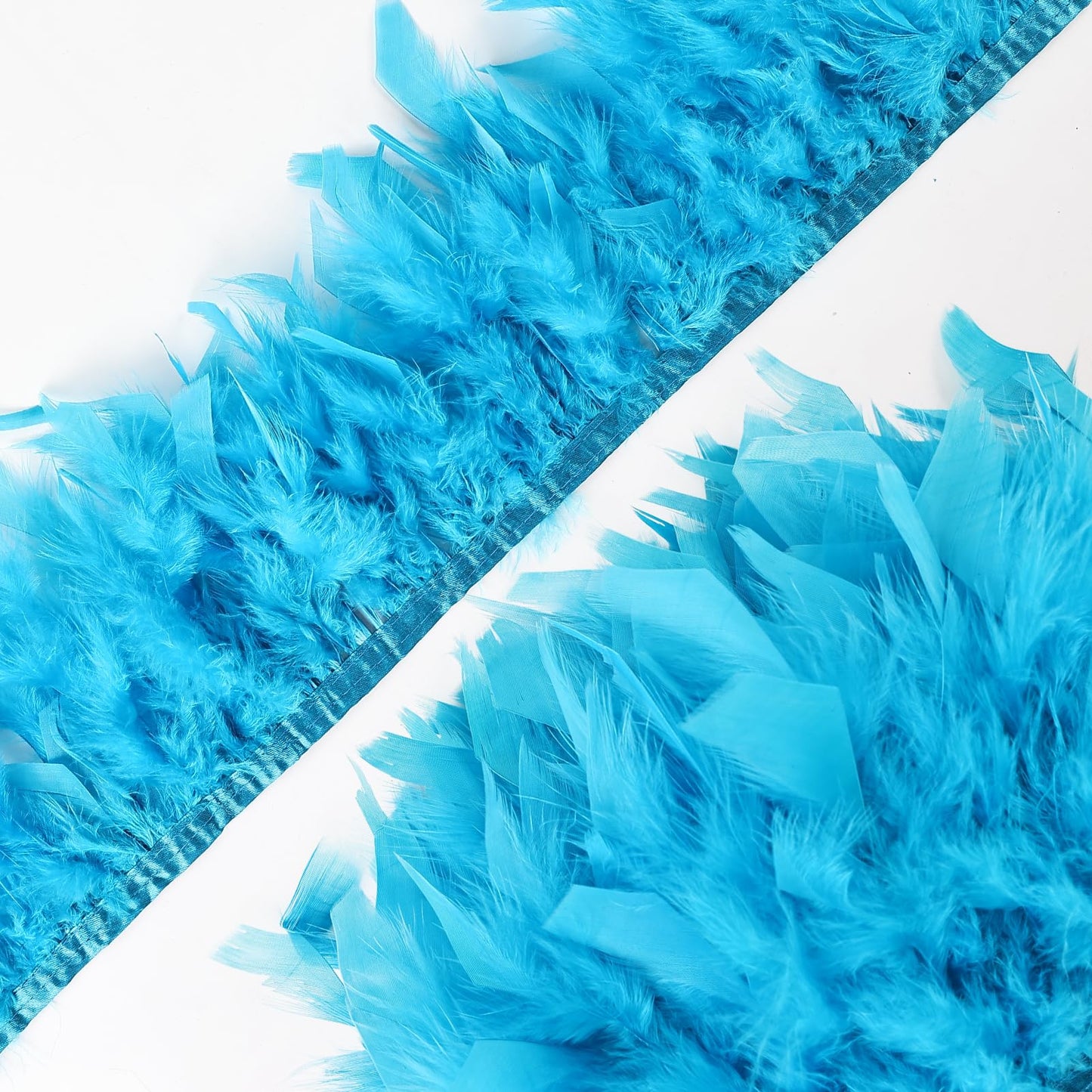 whitefeather Aqua Blue Turkey Feathers Trim Fringe 4Yard 4-6inch for Party Clothing DIY Sewing Craft Wedding Dress Decoration Natural Fluffy Turkey Feather Trim