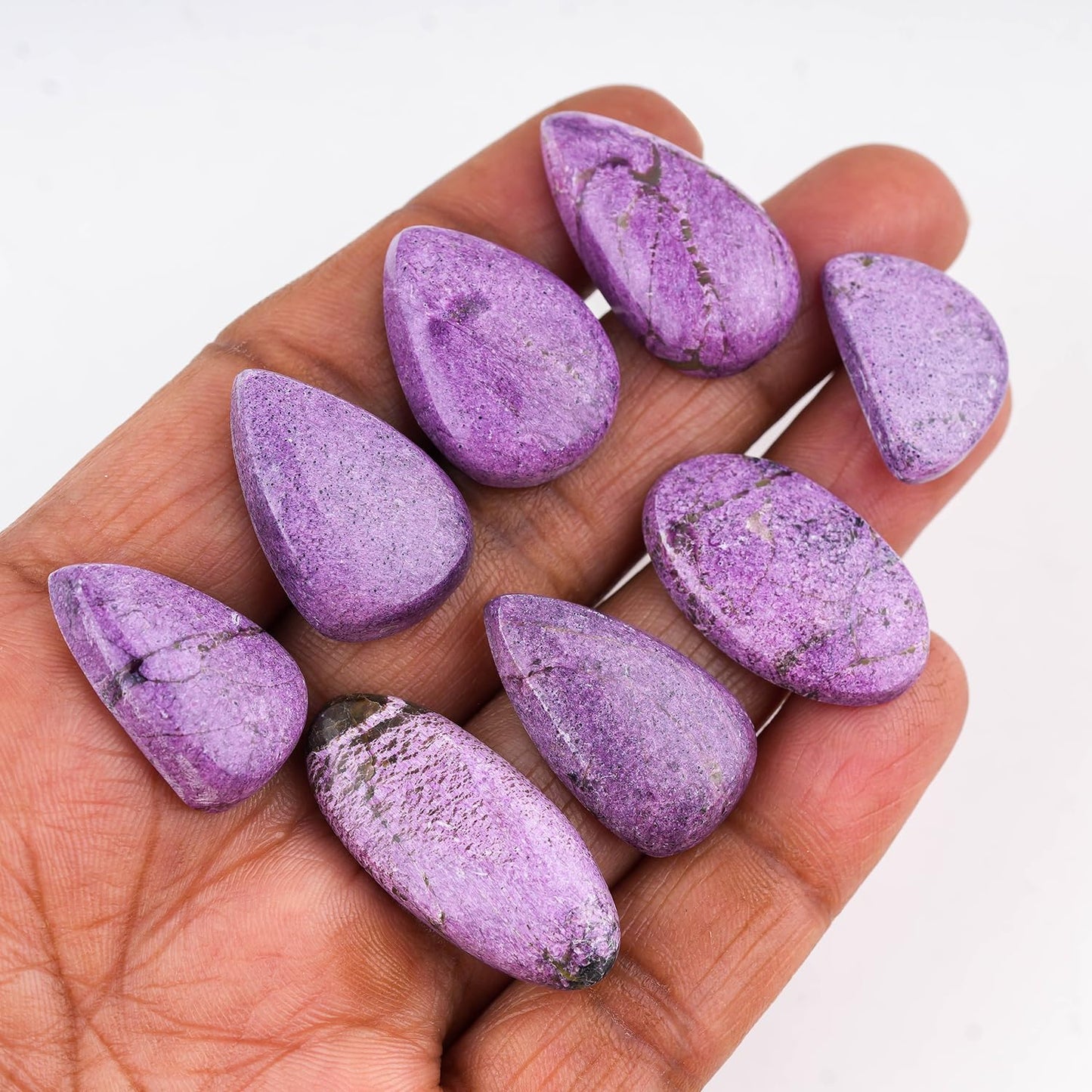 CRYSTALINES 10pcs, Wholesale Natural Purple Stichtite Gemstones, Bulk Flatback Cabochon, Polished Lapidary Stones, Loose Supplies for Jewelry Making, Healing Crystals, Wire Wrap, Gem Collection