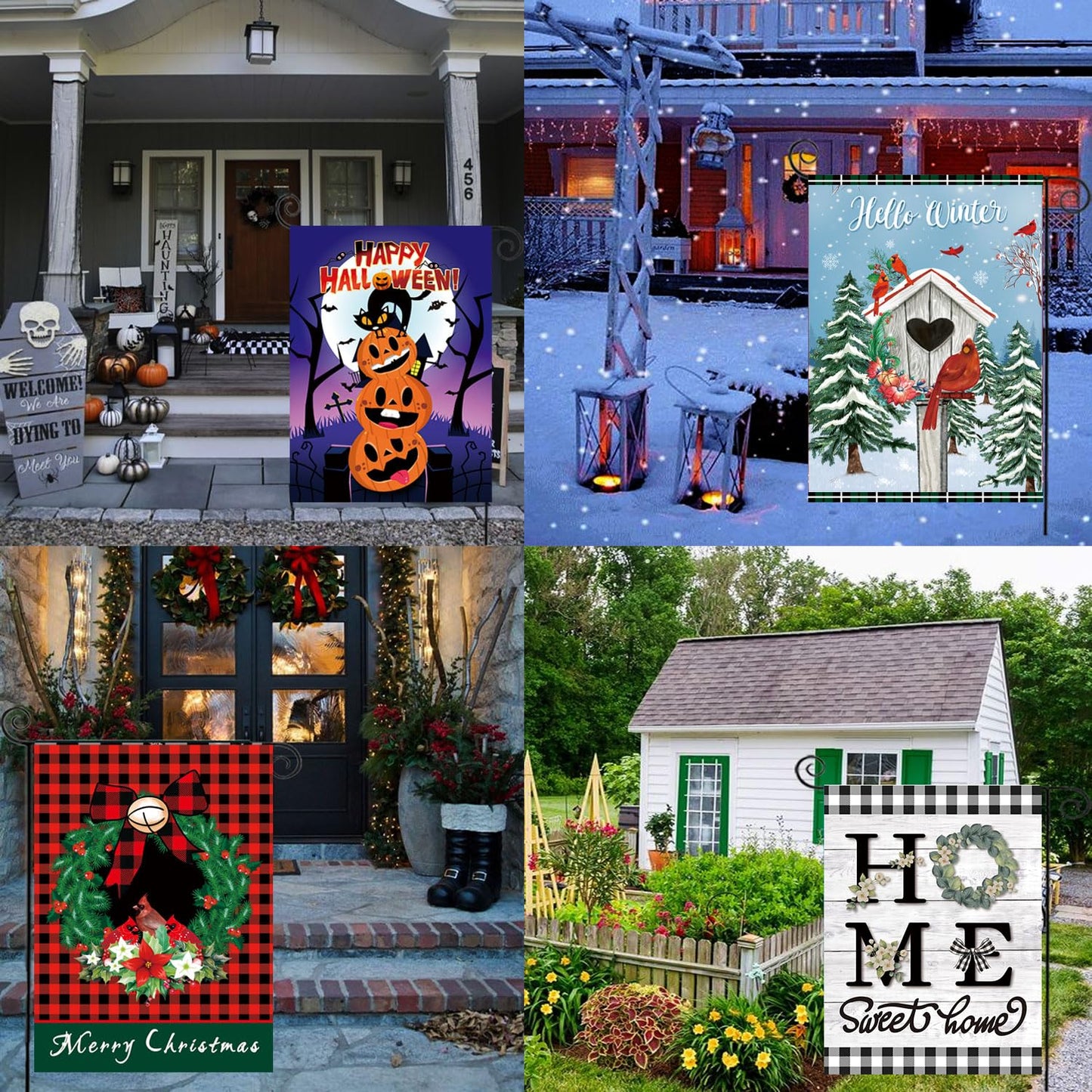 Seasonal Garden Flags Set of 12-Double Sided 12 x 18 Inch Outside Yard Flags, Small Flags for Outside, Holiday Garden Flags for All Seasons, Spring Easter Summer 4th of July Outdoor Flags