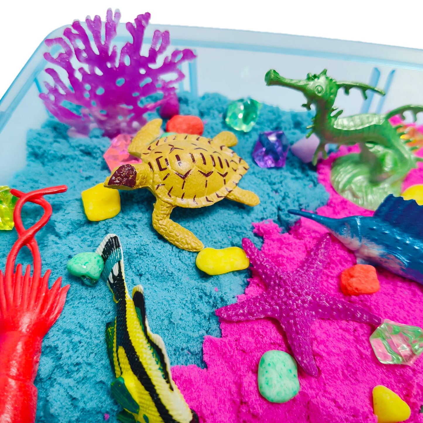 Dino & Ocean Sensory Bin, Dino & Ocean Sensory Toys with Play Sand for Toddlers Boys and Girls,Kids Toys Gift Sand Box for Age 3 4 5 6 7 8