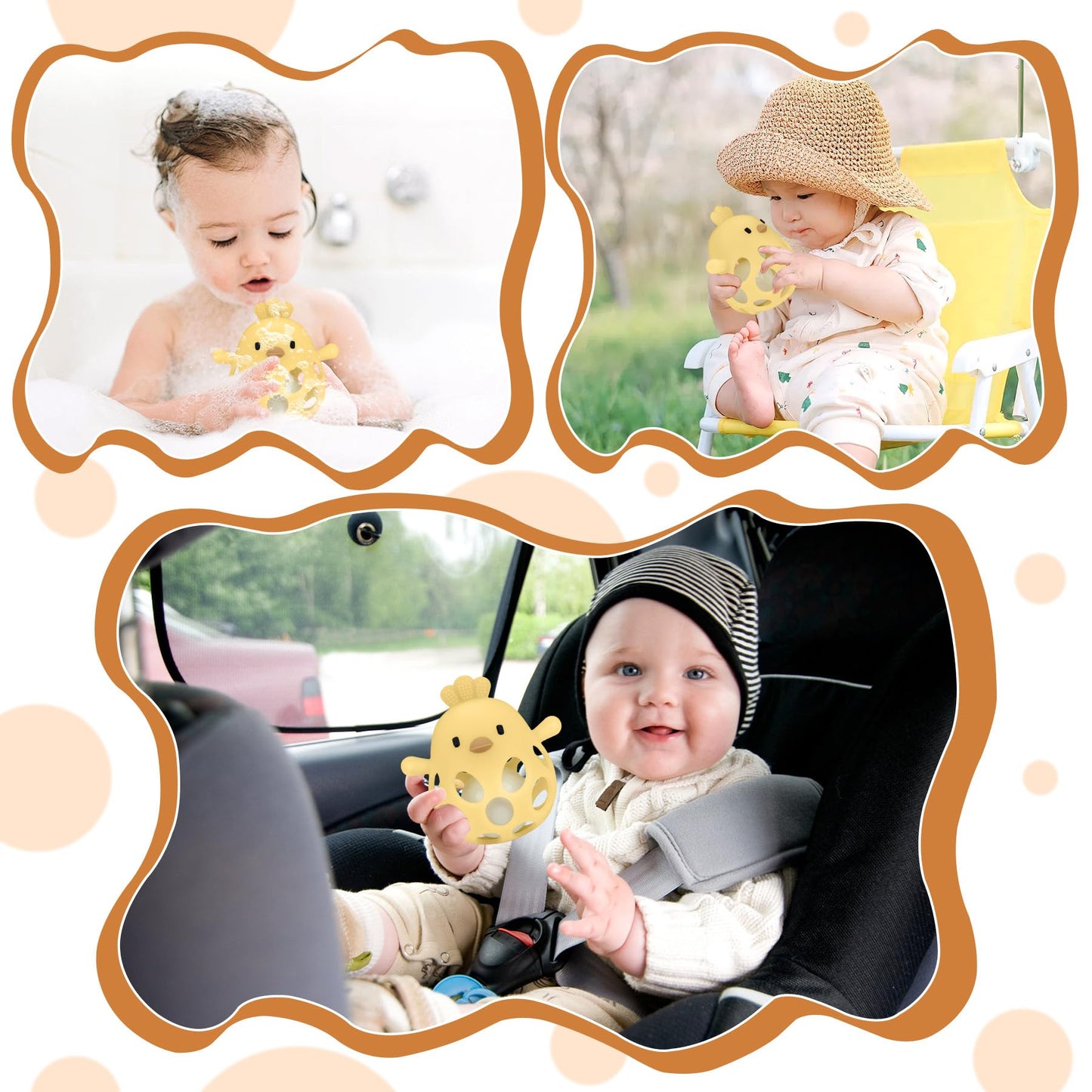 MCGMITT Baby Teething Toys for 3-6 Months, Easy Grasp Silicone Infant Rattle Teether Toy for 0-12 Months, BPA-Free Food Grade Baby Montessori Sensory Toys, Soft Infant Chew Toys for Teething Relief