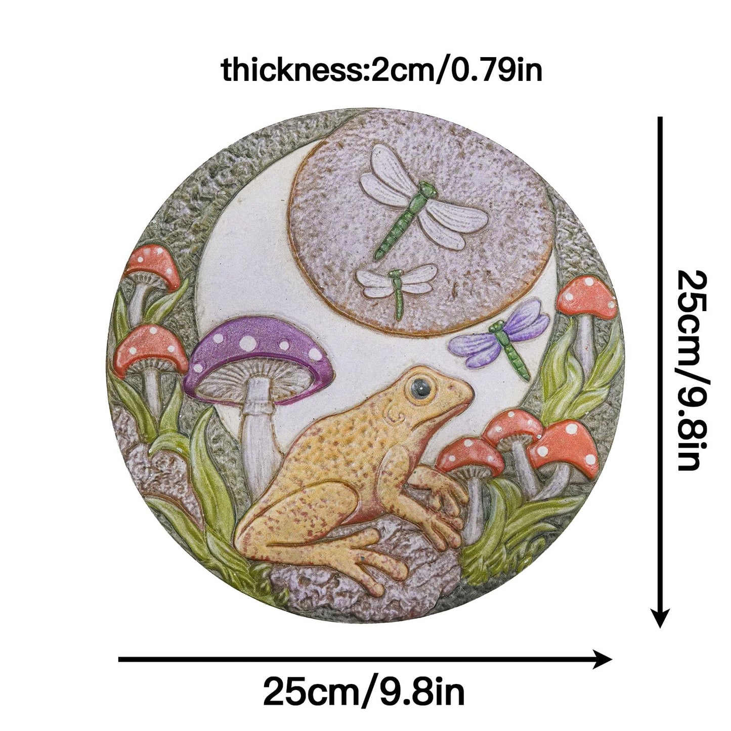 Hapjoy Stepping Stones Outdoor for Garden Moon Frog Mushroom Butterfly Decorative Stepping Stones Walkway Round Stone Garden Decor for Pathway Lawn (Yellow)
