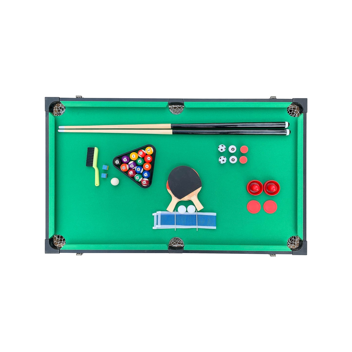 KICK Tetrad 55" 4-in-1 Multi Game Table (Black) – Foosball, Billiards/Pool, Air Hockey & Ping Pong