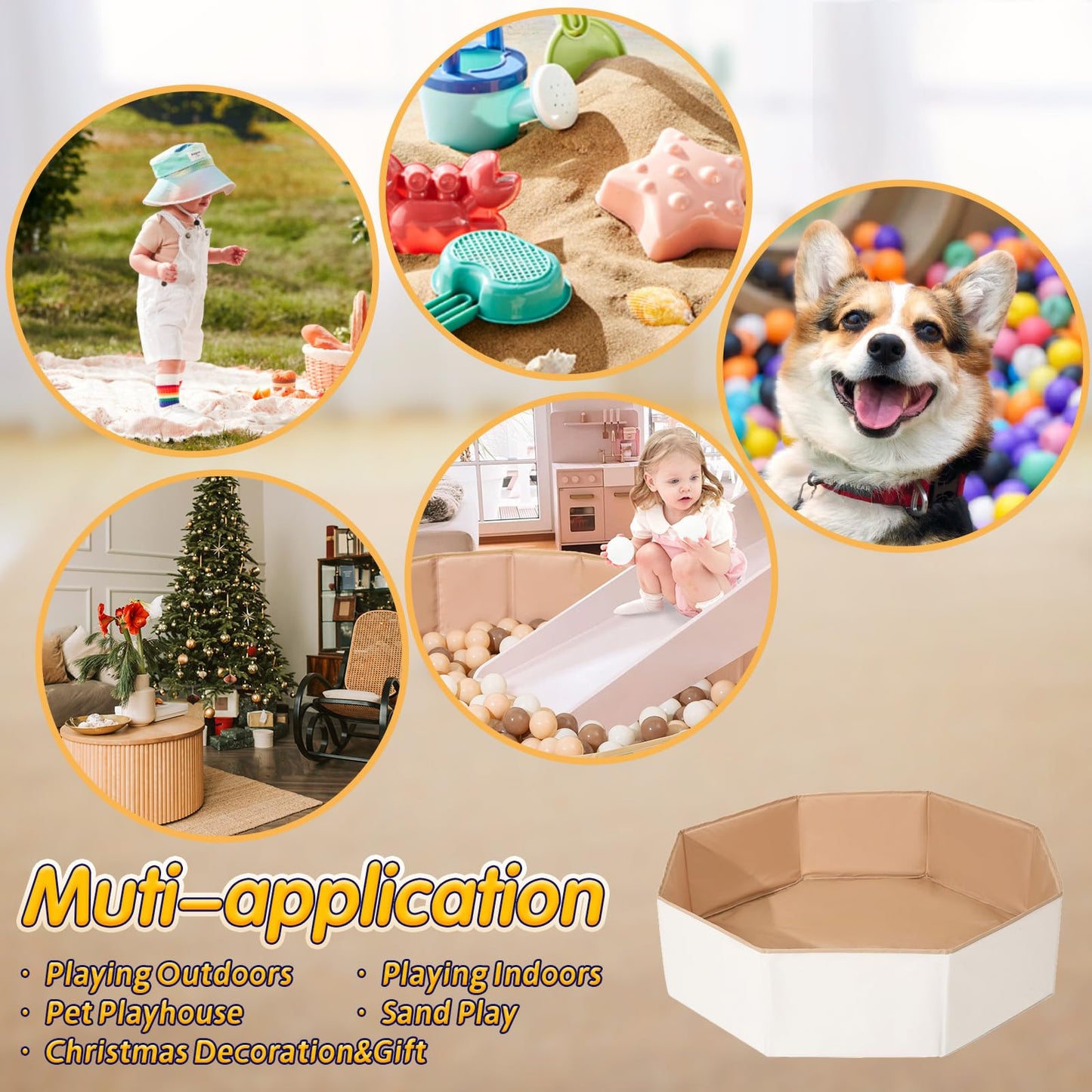 Foldable Ball Pits for Kids and Pets - Versatile Toddler Pool and Cat Ball Pit - Perfect for Girls and Boys Indoor and Outdoor Play Ball Pit - Easy to Assemble and Storage(Balls Not Include)