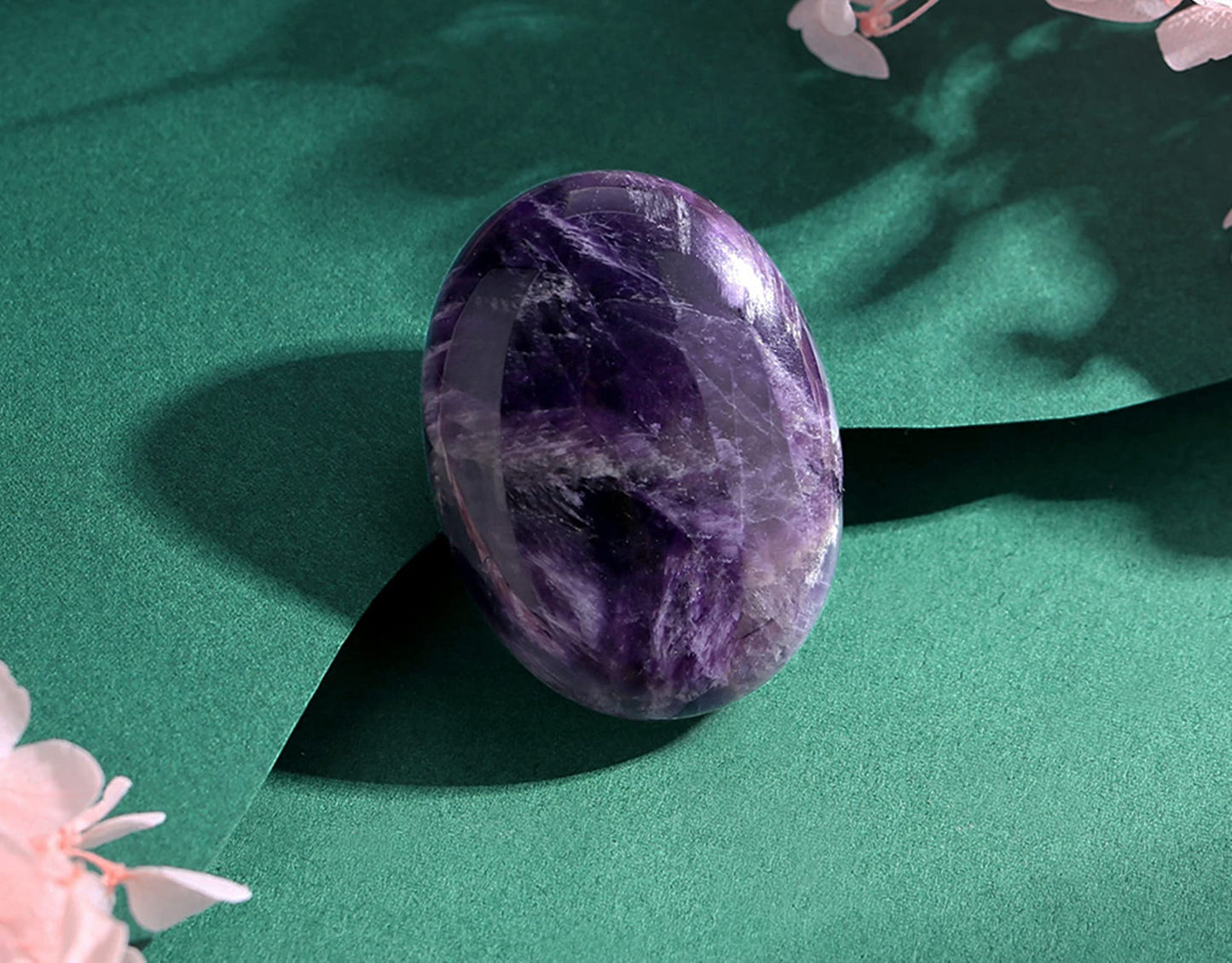 Amethyst Thumb Healing Crystals Stones Sets Hand Carved Stones Gemstone Pocket Natural Stone Meditation Reiki Energy Oval Palm Stone Worry Stone for Anxiety Therapy