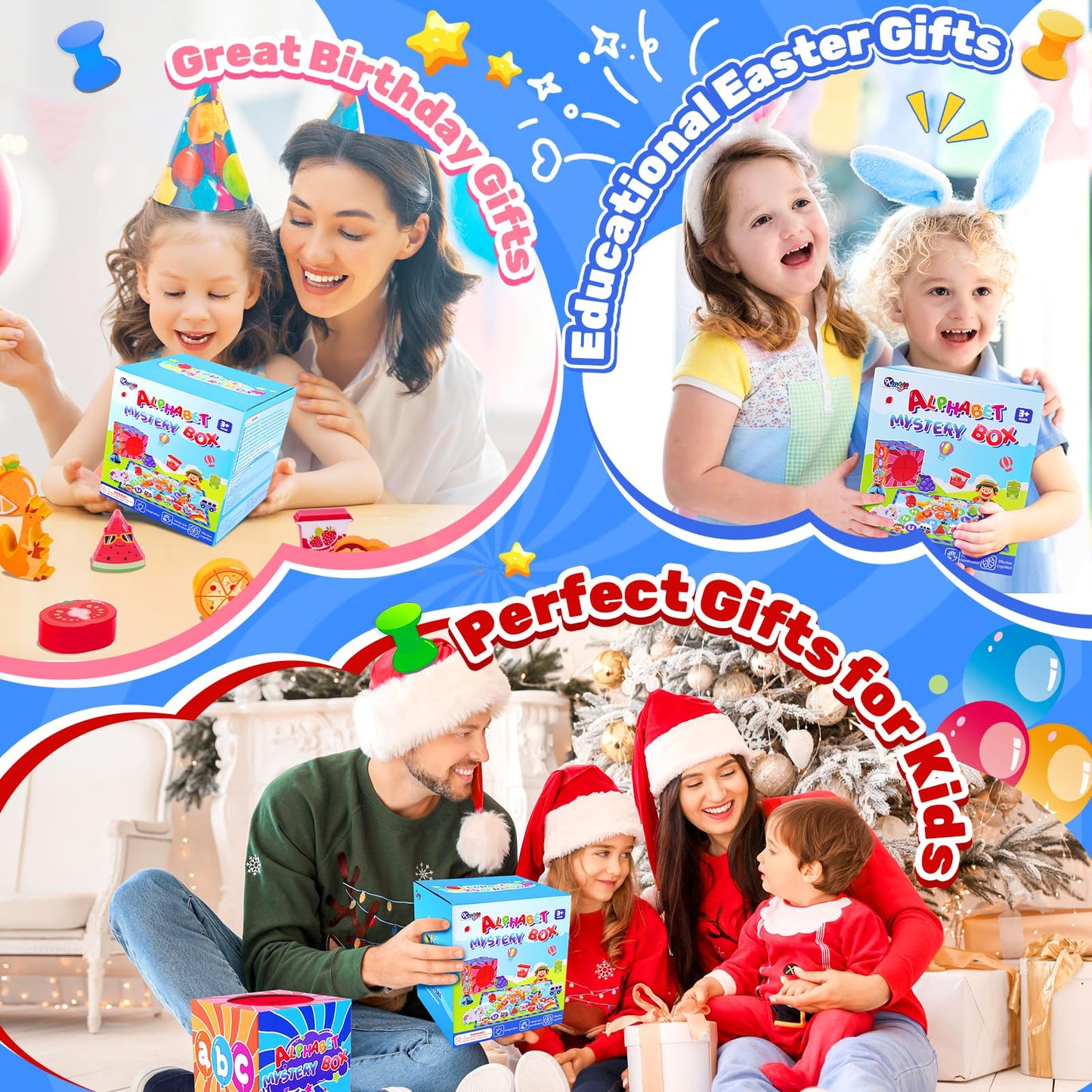 Mystery Alphabet Box - 26 PCS Letters Sorting & Matching Game, Activities Letter Sounds Fine Motor Learning Toys for Preschool Kindergarten Classroom, Easter Basket Stuffers Gifts for Kids Toddlers