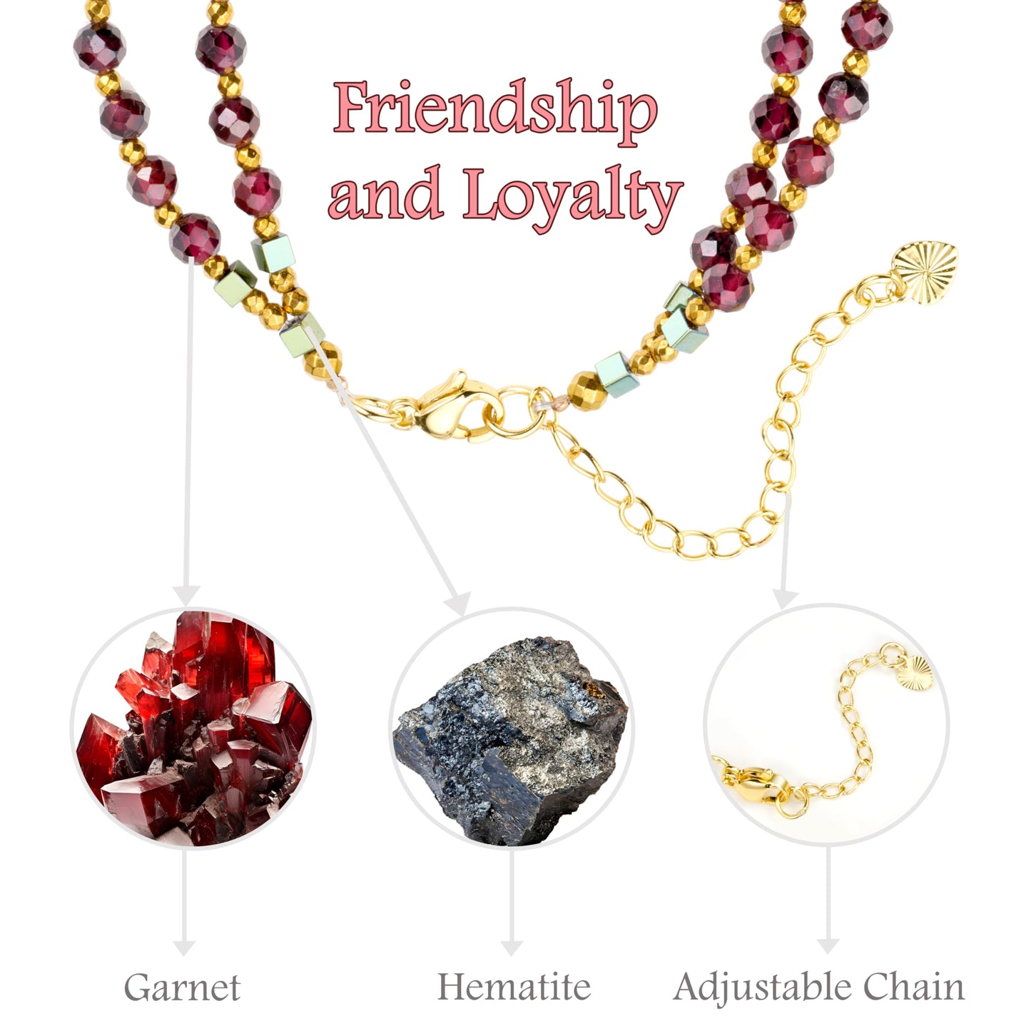 Farfume Garnet - Friendship - Crystal Beaded Bracelets, Chakra 4mm Natural Stone Beads Bracelets, Gemstone Spiritual Jewelry Gifts for Mother's Day