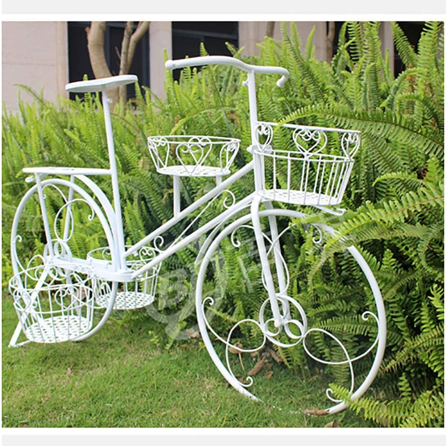 ntumLeap Wrought Iron Plant Stand Flower Pot Cart Holder with 4 Baskets - Outdoor Garden Plant Holder for Home Deck Garden Patio by Bicycle Holder Display Rack,D