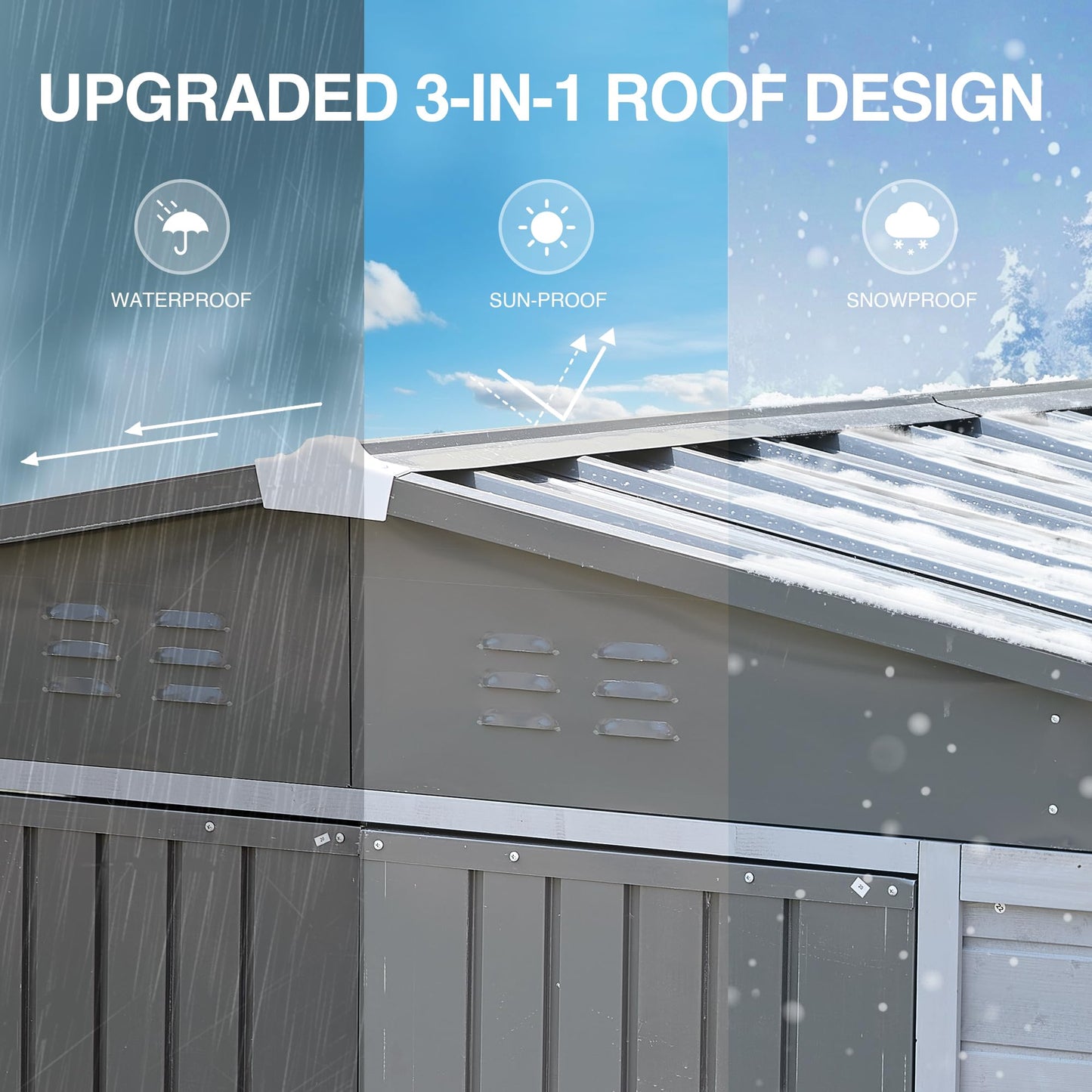 Jaxenor 5x3 FT Outdoor Wood Storage Shed, Garden Tool Shed with Windows, Outside Storage Shed Waterproof for Backyard, Garden, Patio, 4 Vents (Without Floor) Gray