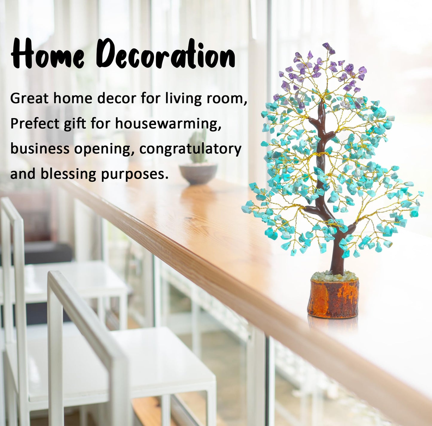 Crocon® Amethyst & Amazonite Tree of Life for Positive Energy feng Shui Tree, Fake Bonsai Tree, Crystals and Healing Stones, Money Tree, Room Decor Stone Tree, Healing Crystals, Spiritual Gifts