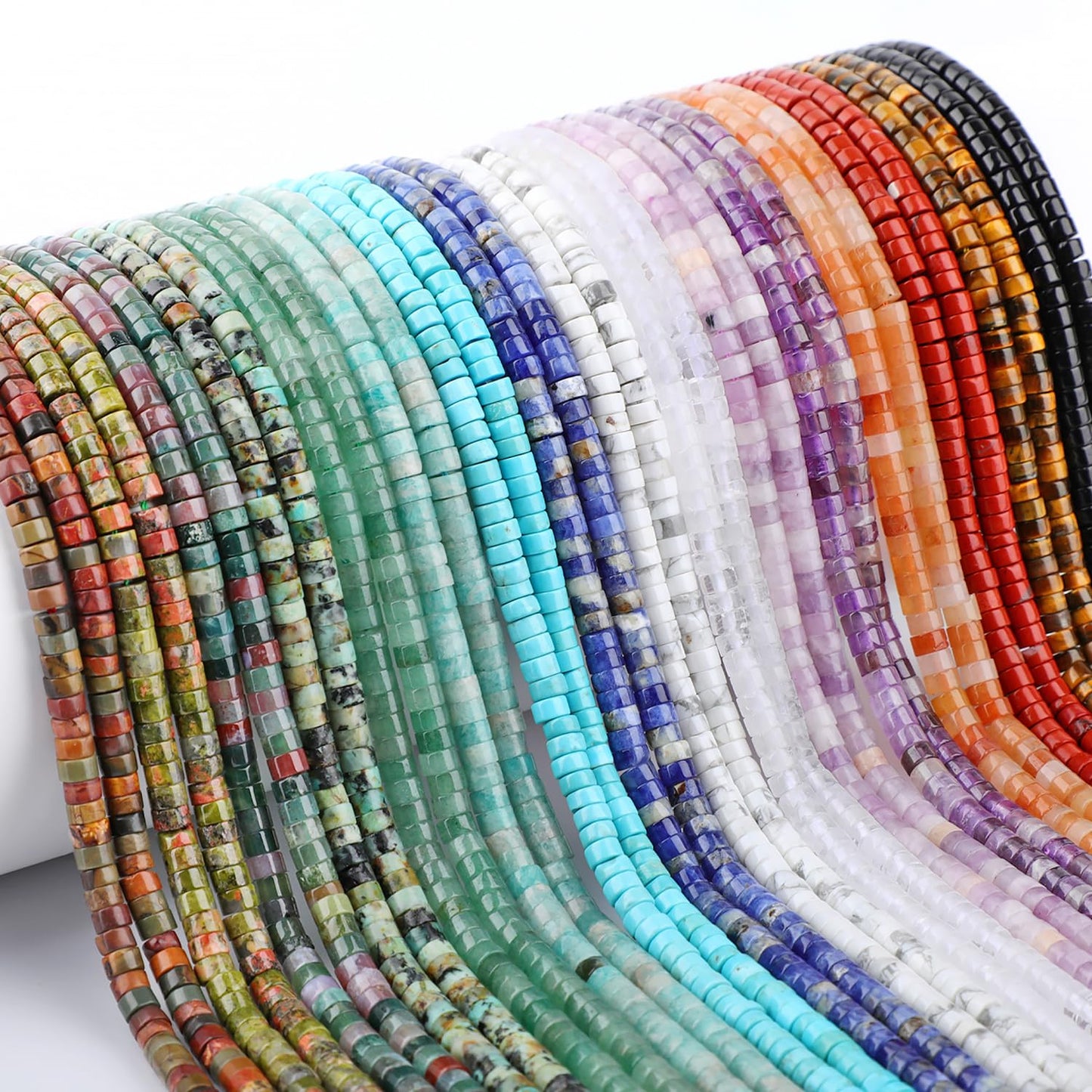 Natural Yellow Tiger's Eye Heishi Spacer Beads Loose Semi Precious Flat Round Gemstone Disc Shape Stone for Beading Jewelry Making 4x2mm 15.5"
