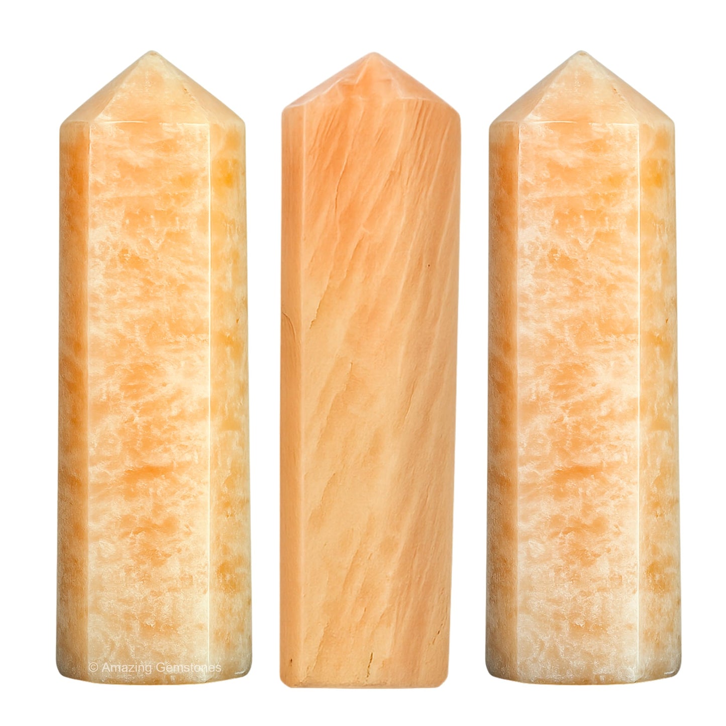 Amazing Gemstone Cream Moonstone Crystal Points Bulk Healing Crystals - Pack of 3 Single Terminated Healing Wand Point Bulk Crystals for Crafts, Crystal Grid, DIY Work - - Beginners Gift