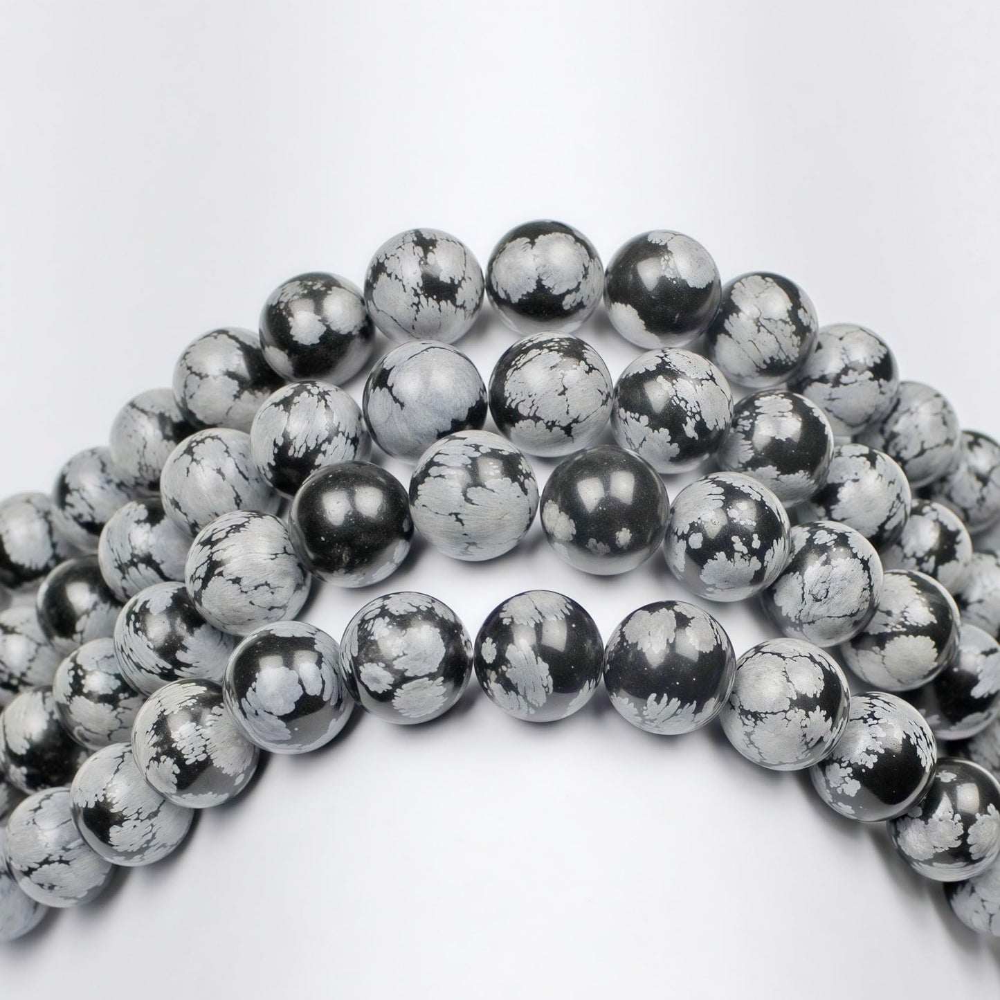 MJDCB Snowflake Obsidian Beads Round Natural Stone Beads for Jewelry Making DIY Bracelet (8mm)