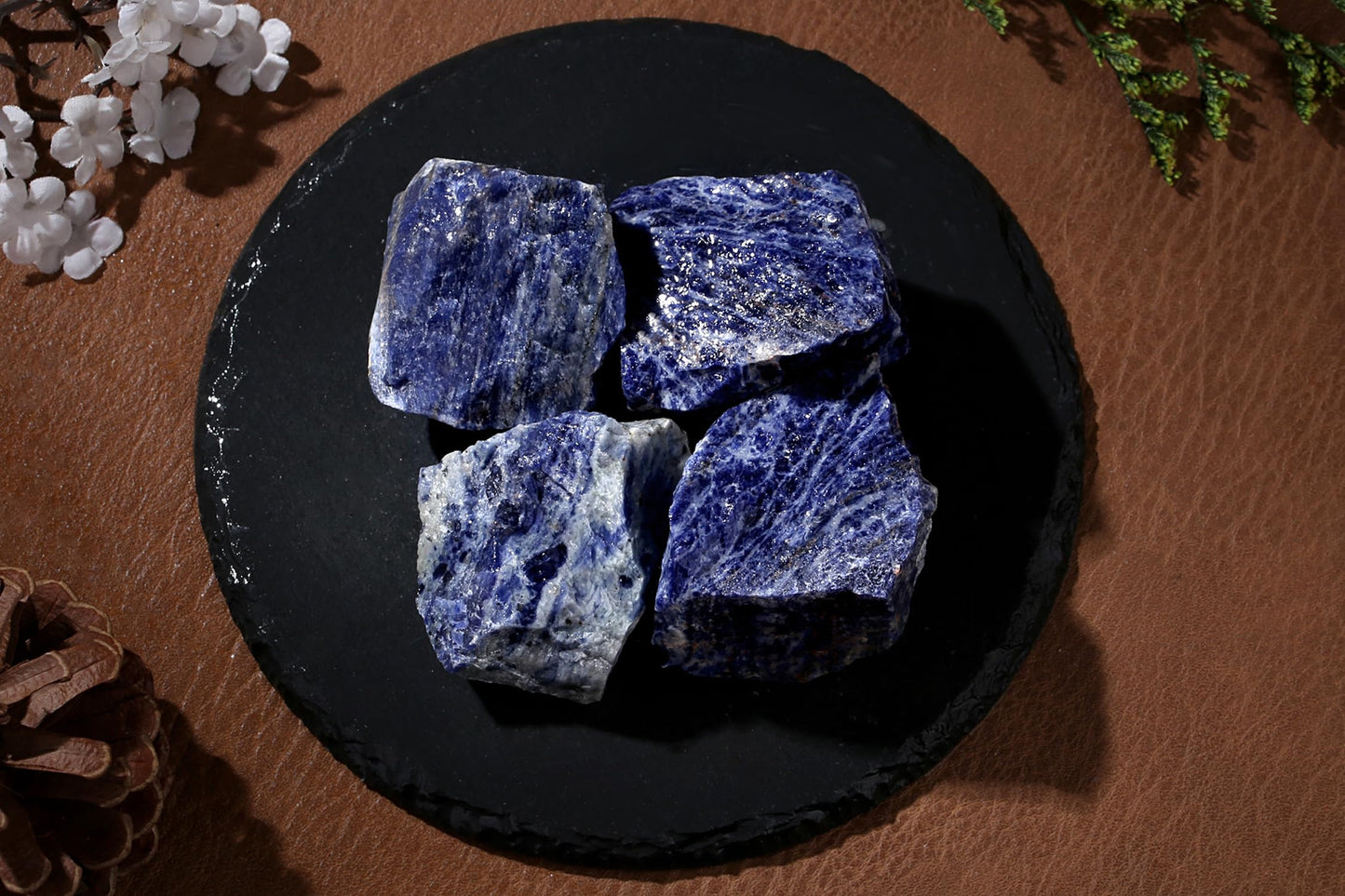 QINJIEJIE Sodalite 2PCS Raw Crystals 1.8-2.2'' Natural Crystals Healing Stones Bulk Large Stones for Tumbling Cabbing Fountain Rocks Polishing Handmade DIY Decor Gifts