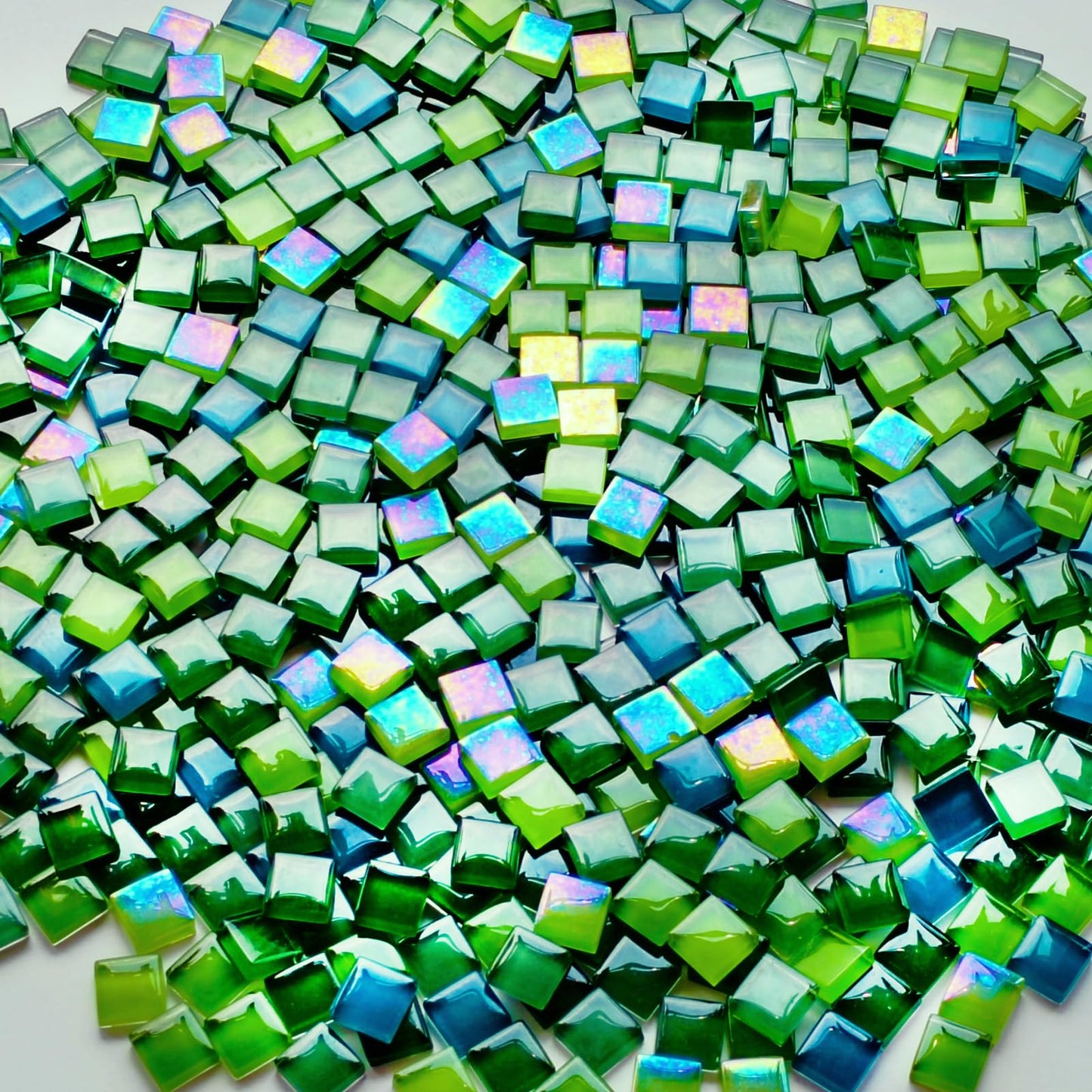 AONUOAO 1.1LB 0.39" Square Green Crystal Glass Mosaic Tiles for Crafts, Mosaic Tiles for Crafts Bulk, Mosaic Pieces for Crafts, Mosaic Making Supplies
